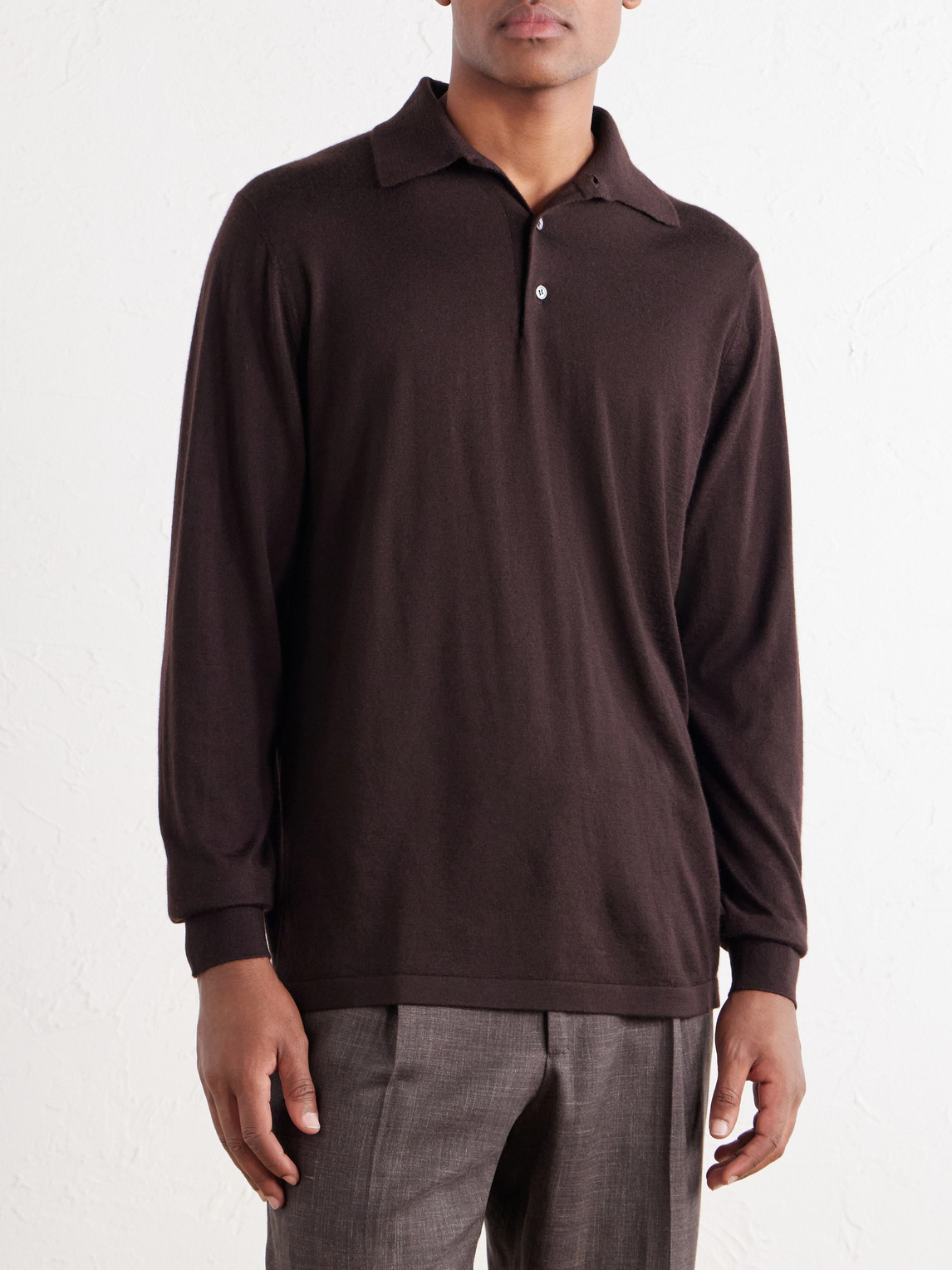 Cashmere And Silk-Blend Jersey Polo Sweater