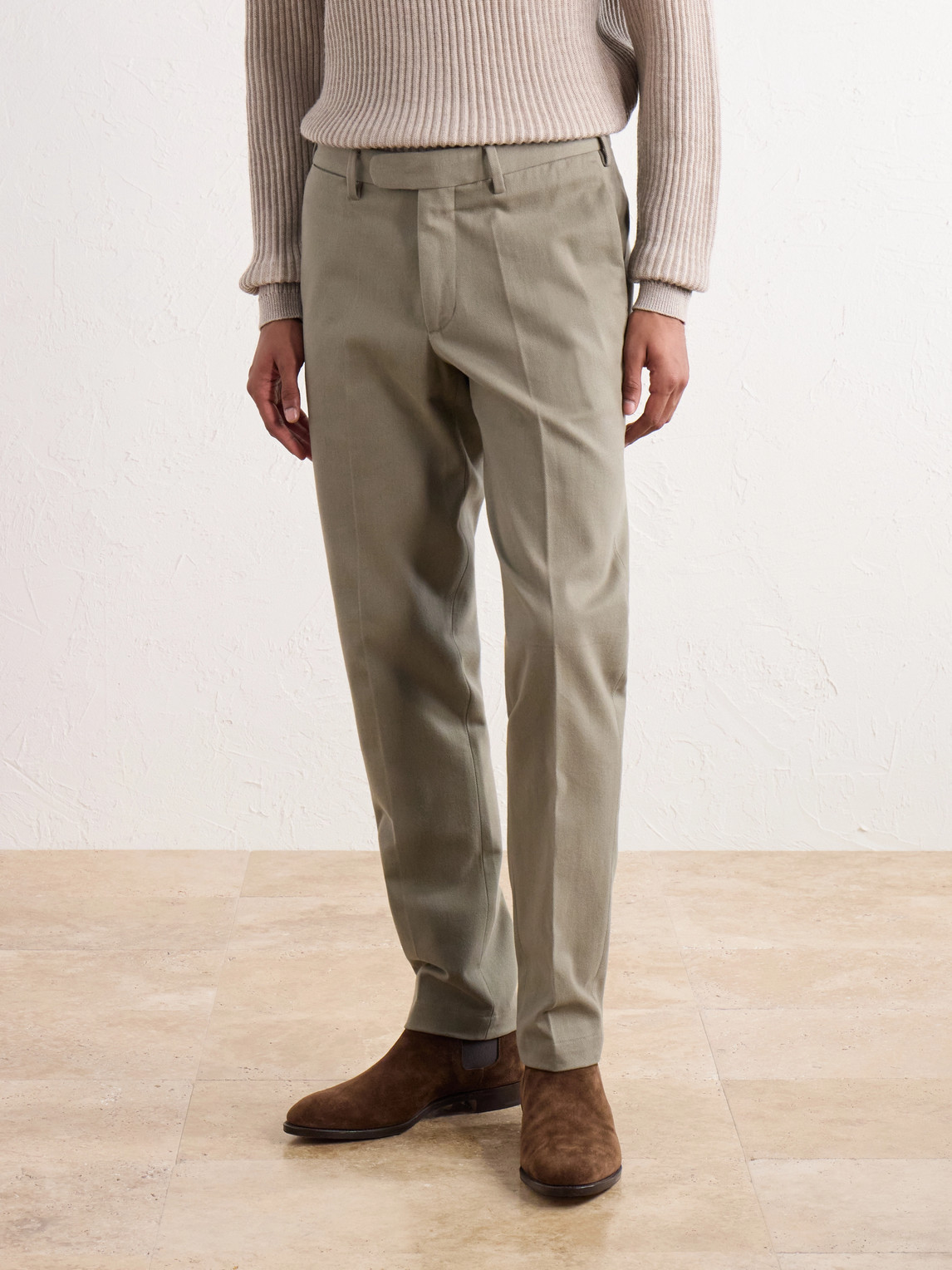 Straight-Leg Cotton-Twill Trousers