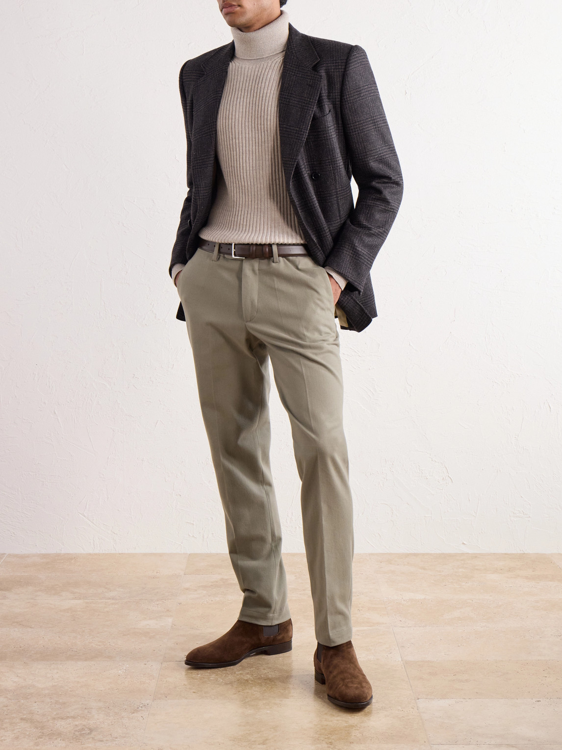 Straight-Leg Cotton-Twill Trousers