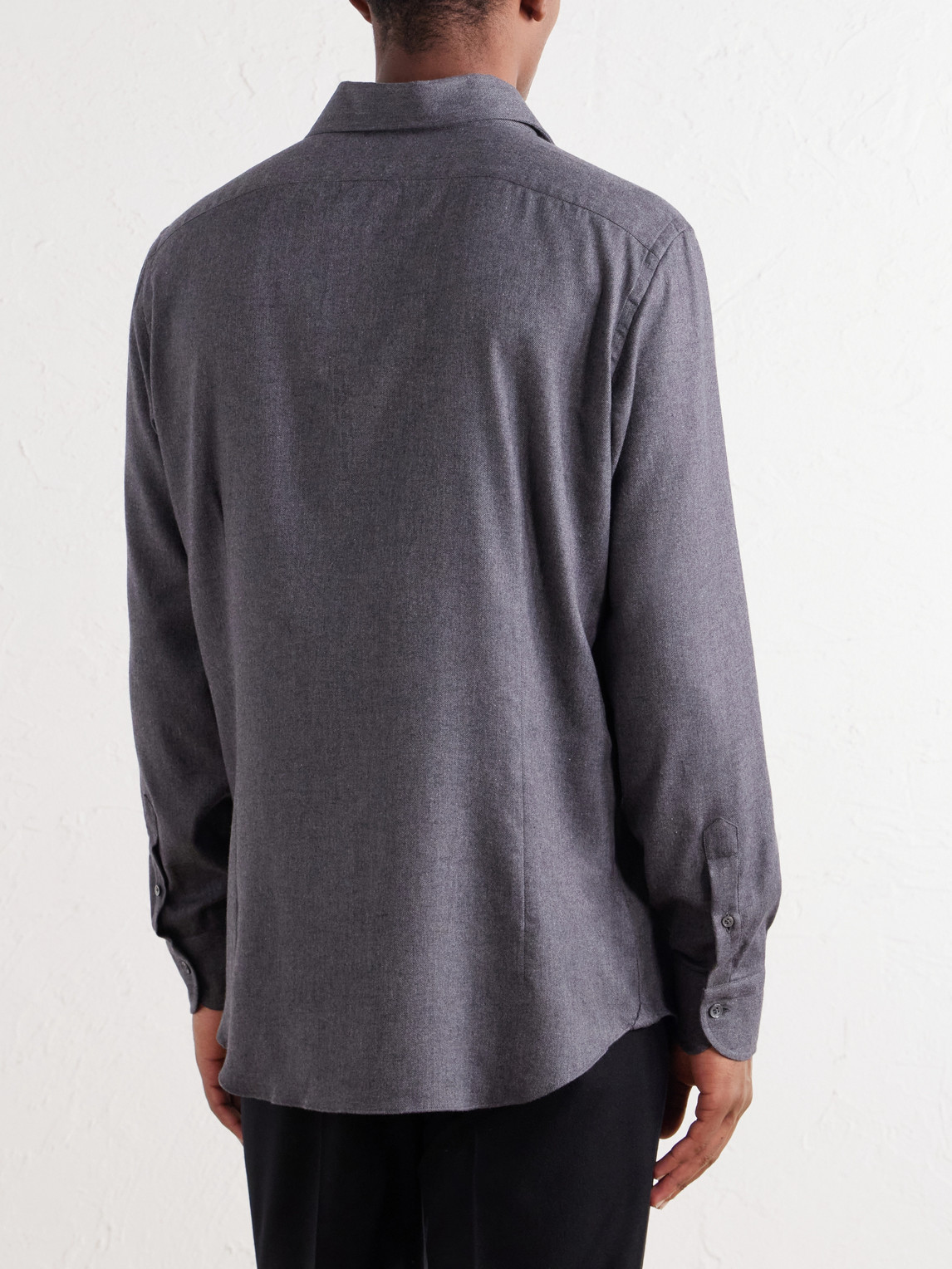 Herringbone Cotton And Lyocell-Blend Woven Shirt