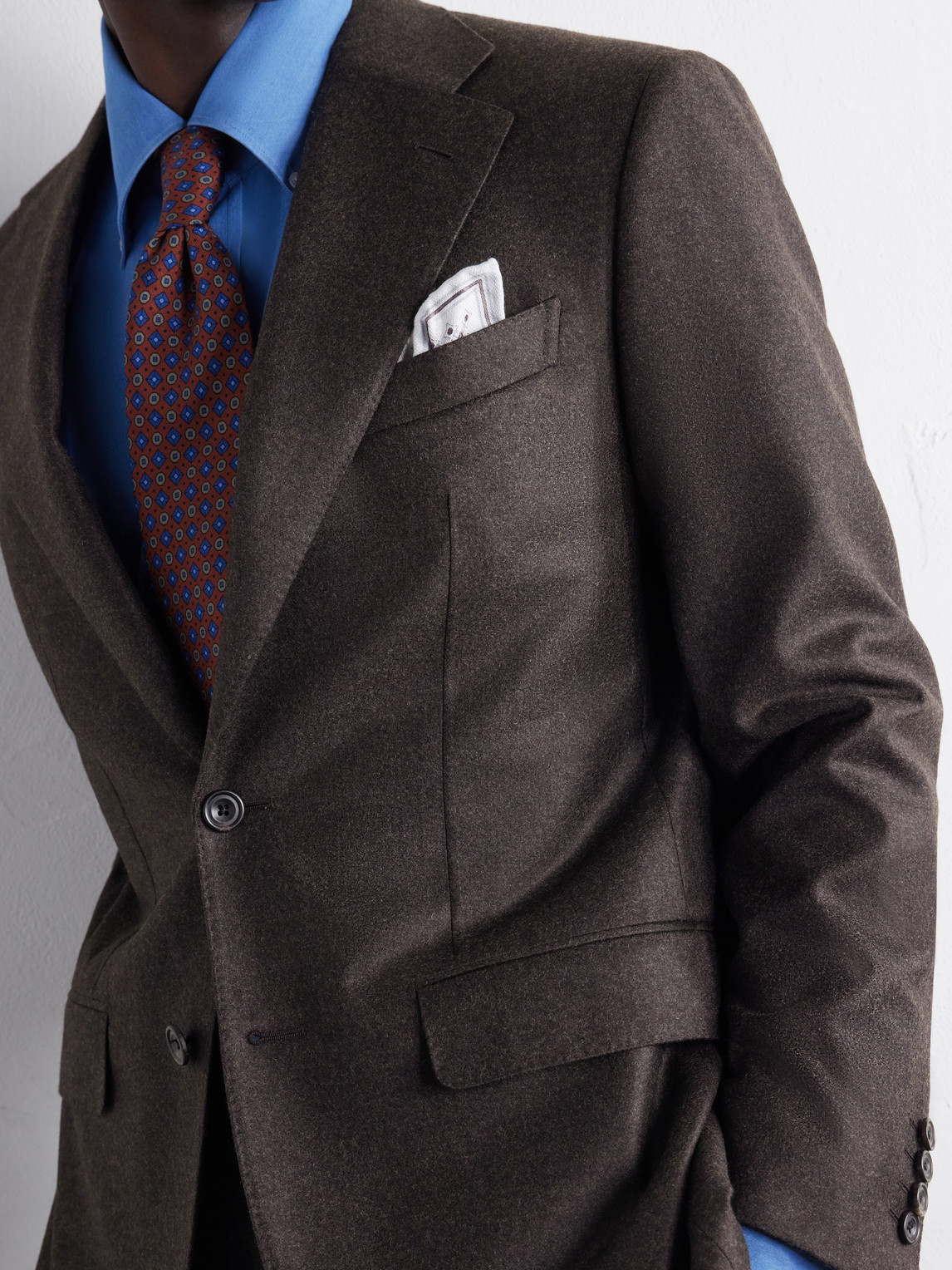 Wool-Blend Flannel Suit Jacket