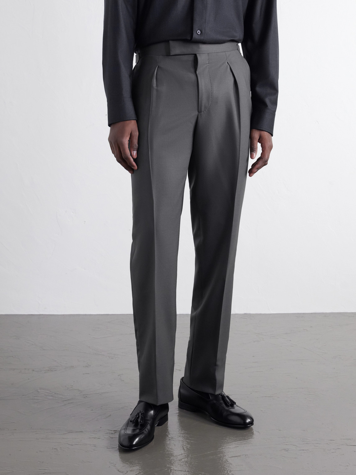Tapered Pleated Wool-Twill Suit Trousers