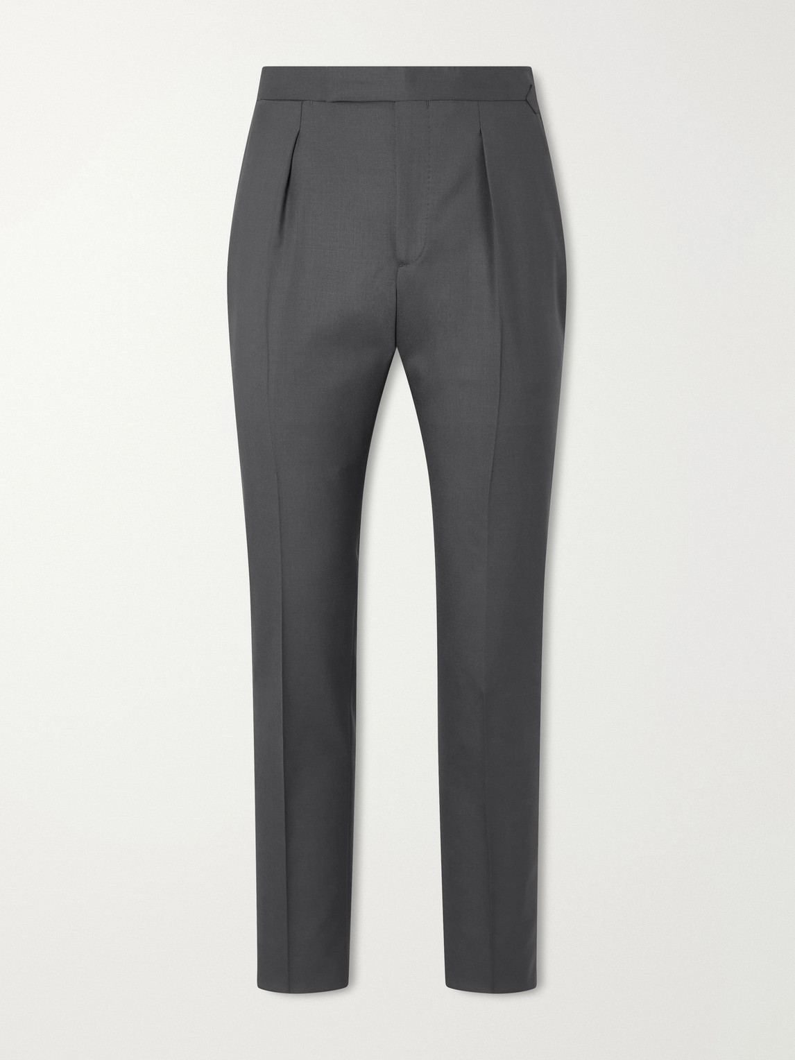 Thom Sweeney Tapered Pleated Wool-twill Suit Trousers In Gray