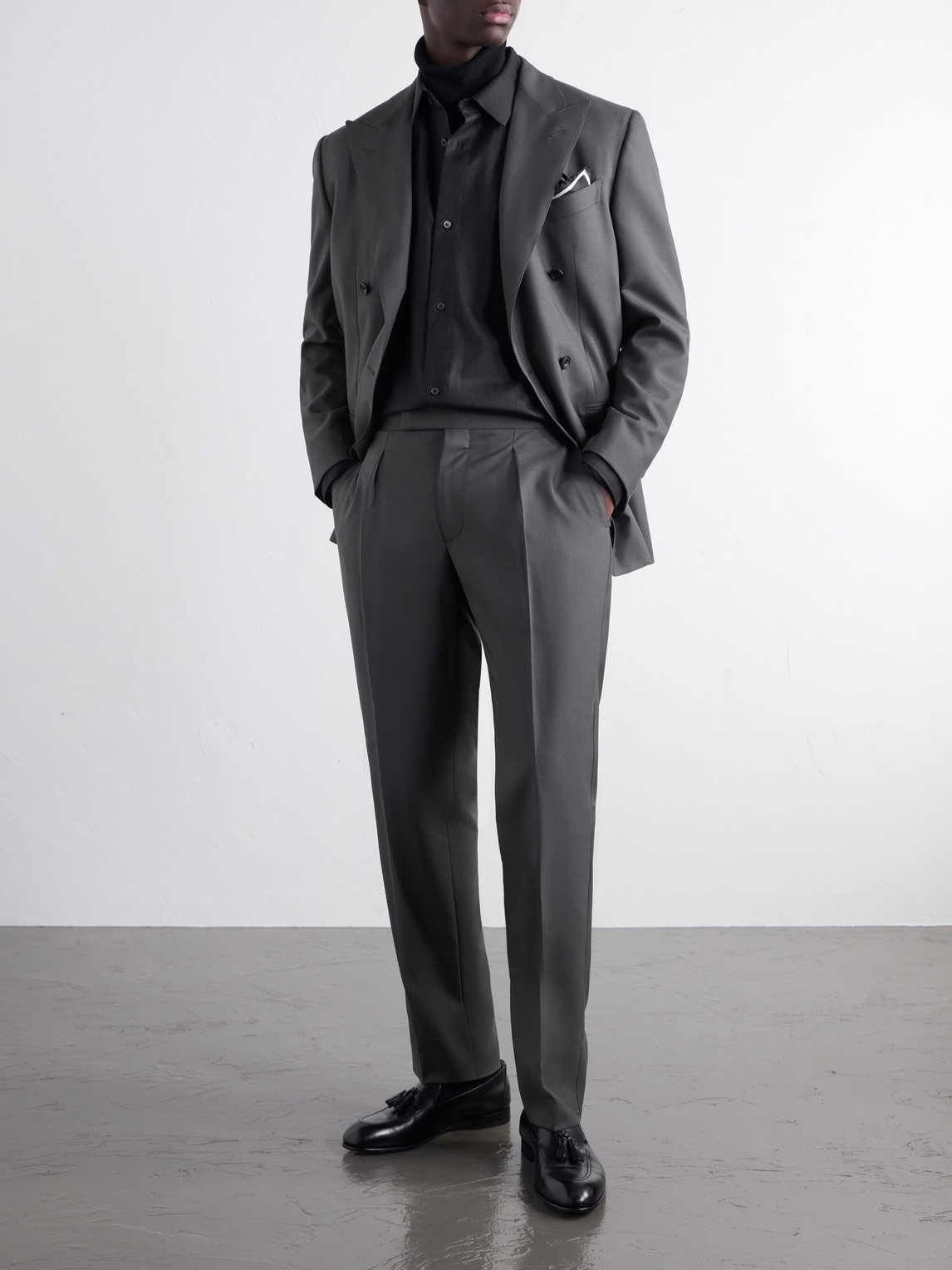 Tapered Pleated Wool-Twill Suit Trousers