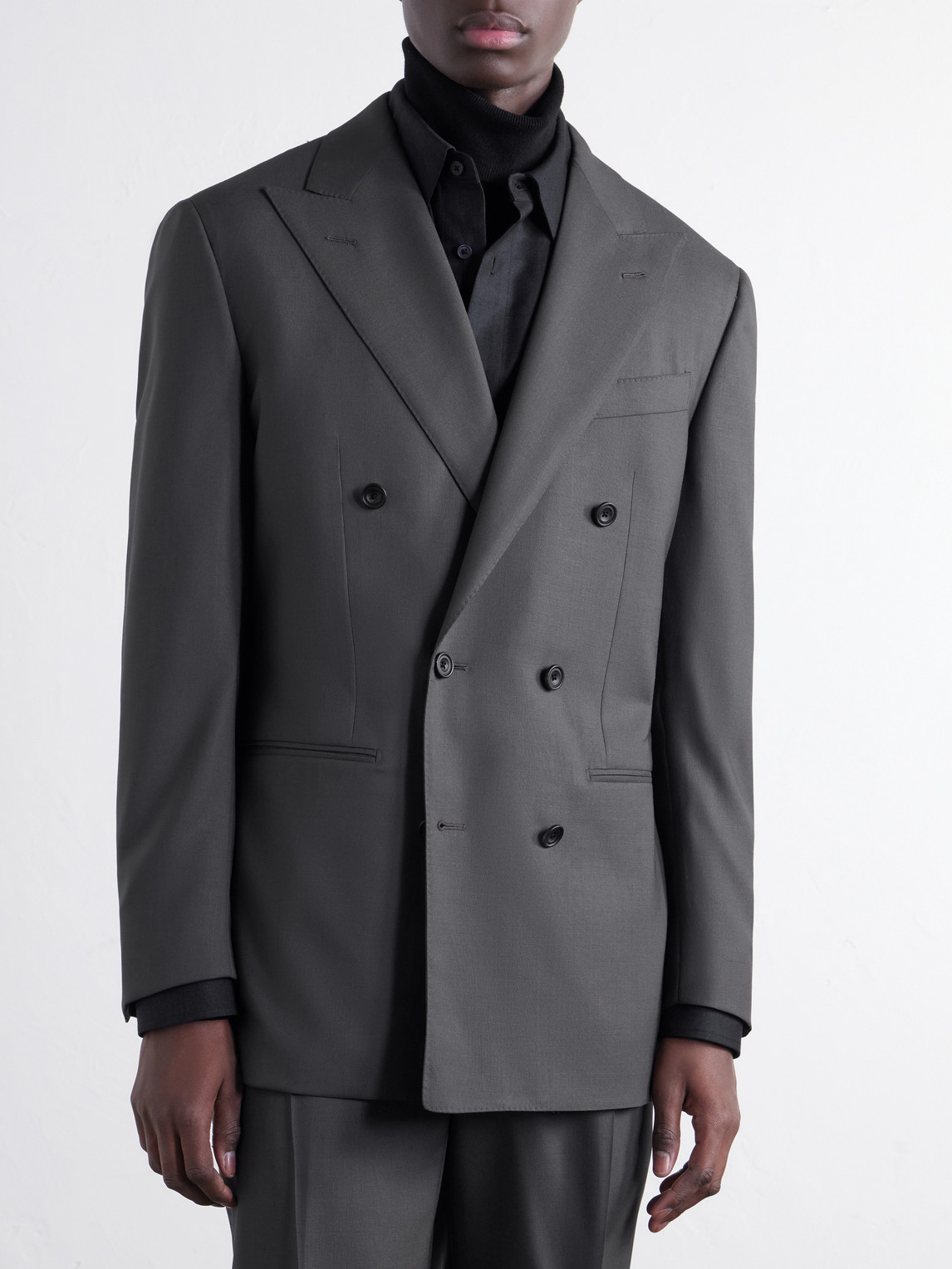 Double-Breasted Wool-Twill Suit Jacket