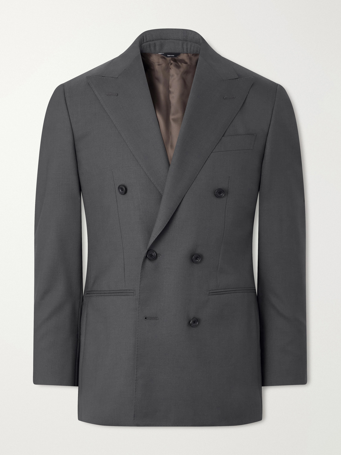 Thom Sweeney Double-breasted Wool-twill Suit Jacket In Blue