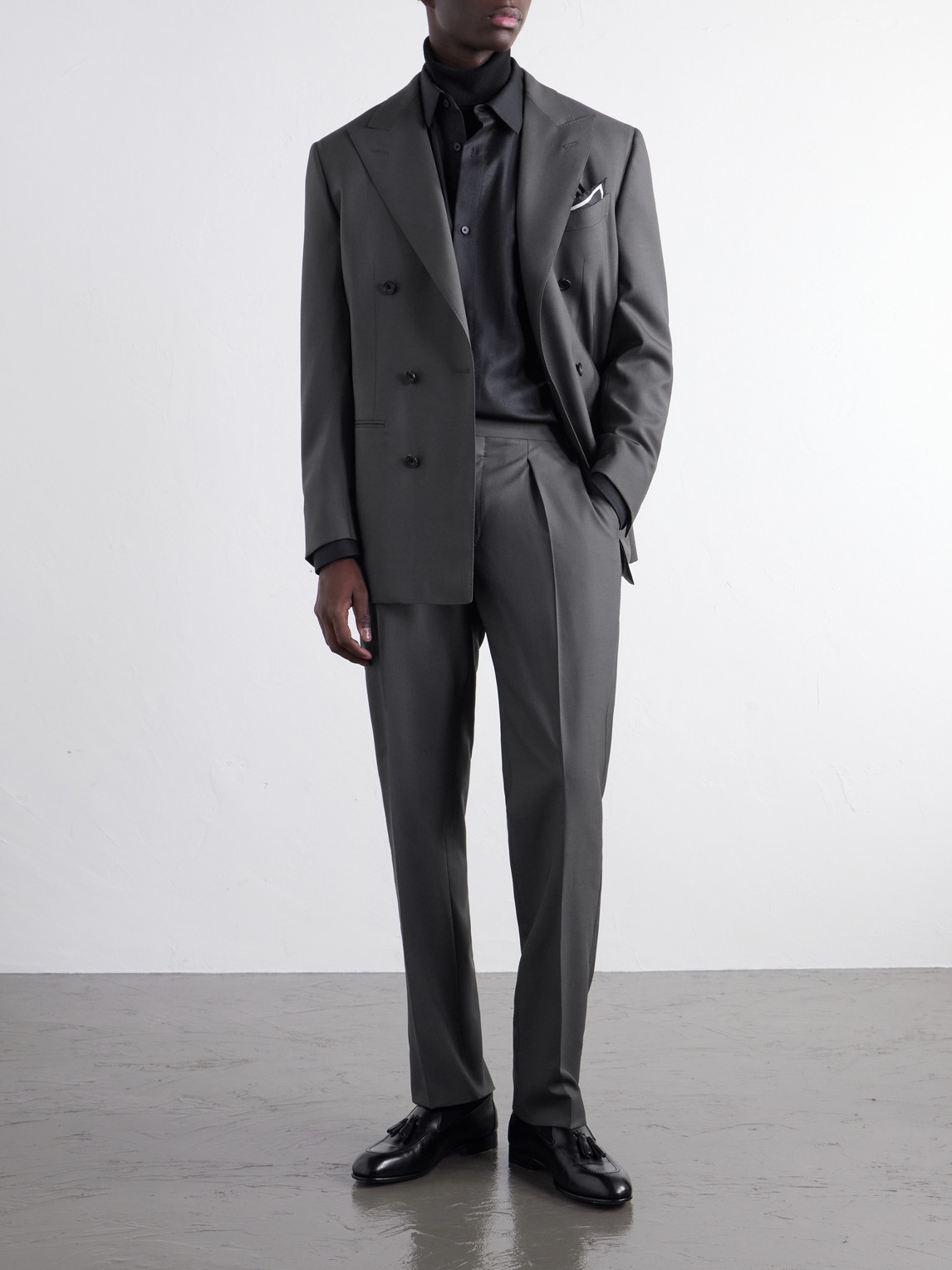 Double-Breasted Wool-Twill Suit Jacket