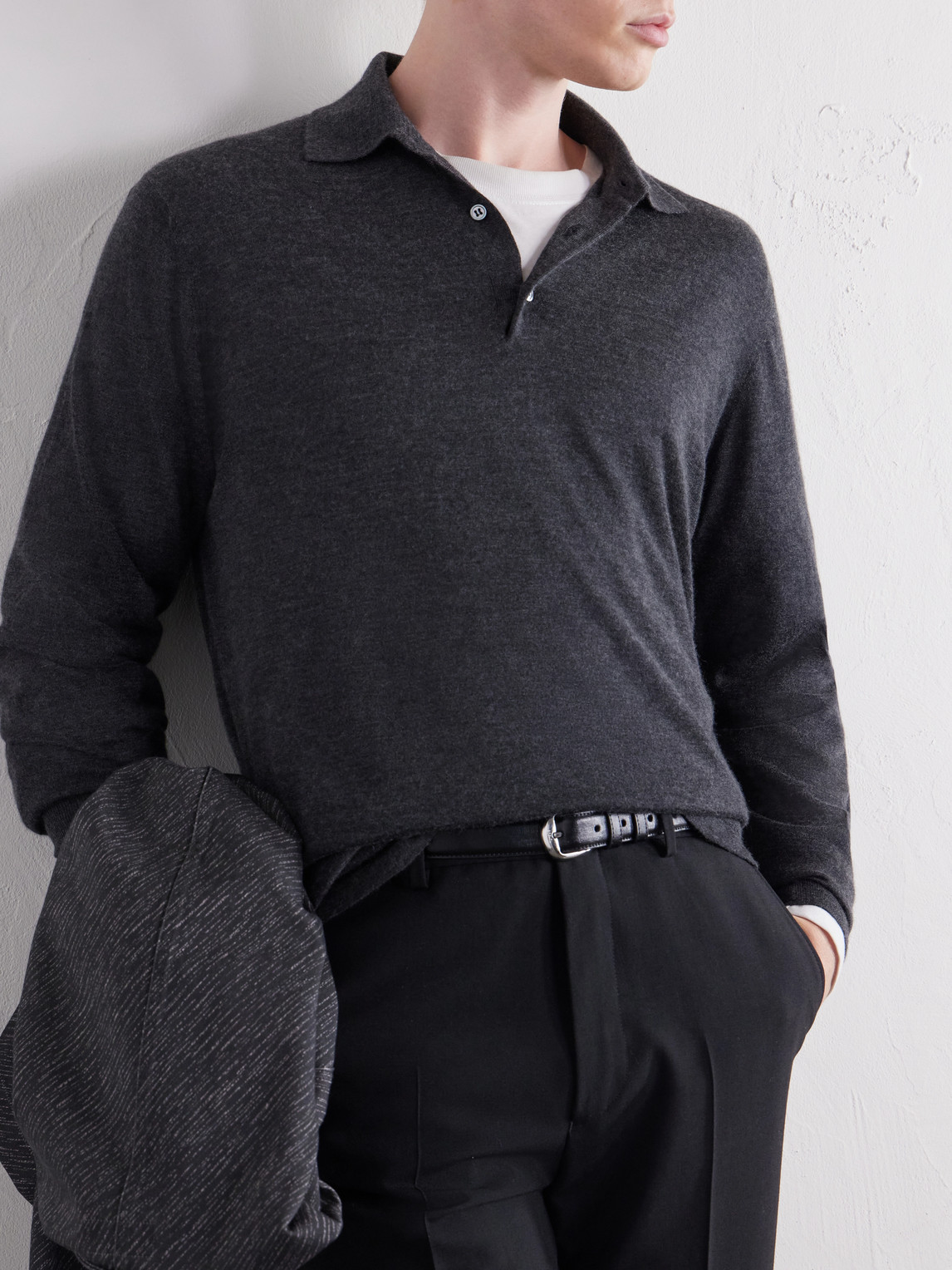 Cashmere And Silk-Blend Polo Sweater