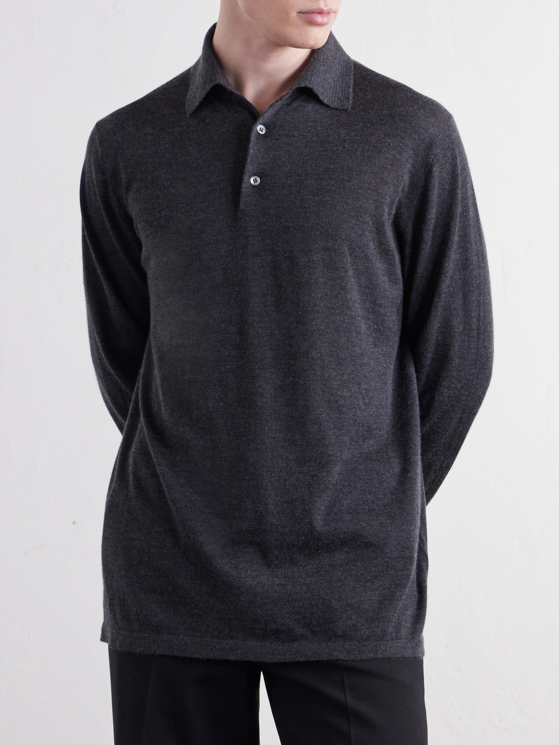 Cashmere And Silk-Blend Polo Sweater