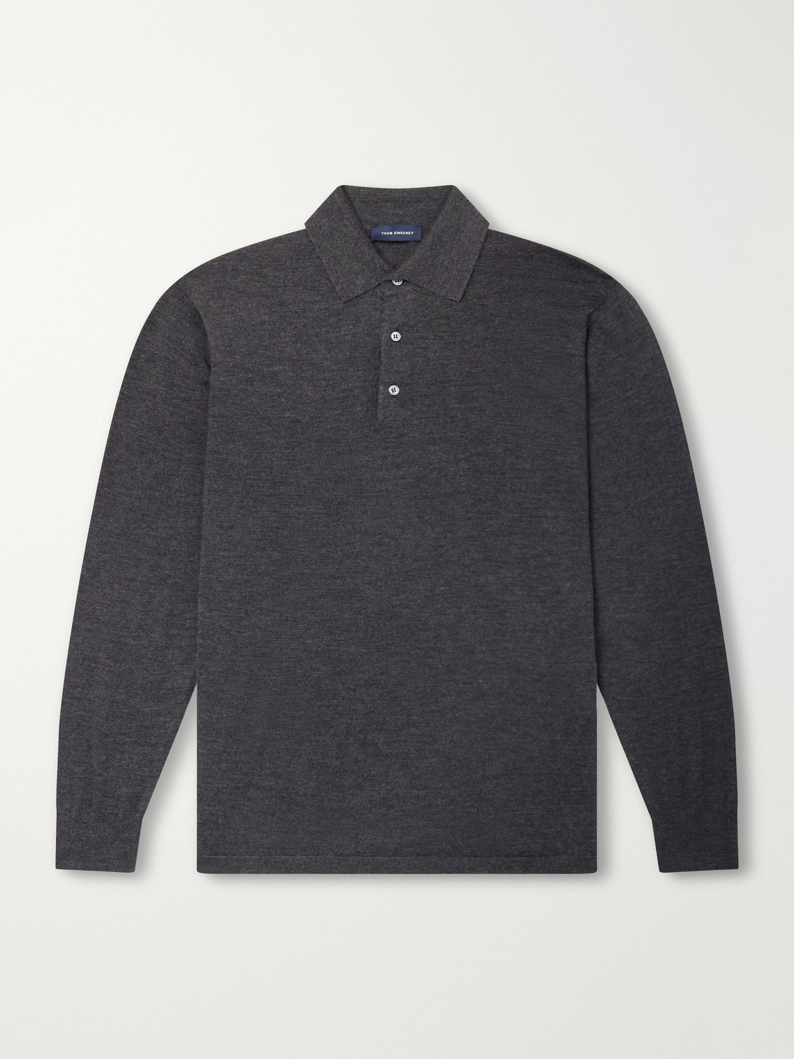 Thom Sweeney Cashmere And Silk-blend Polo Sweater In Gray