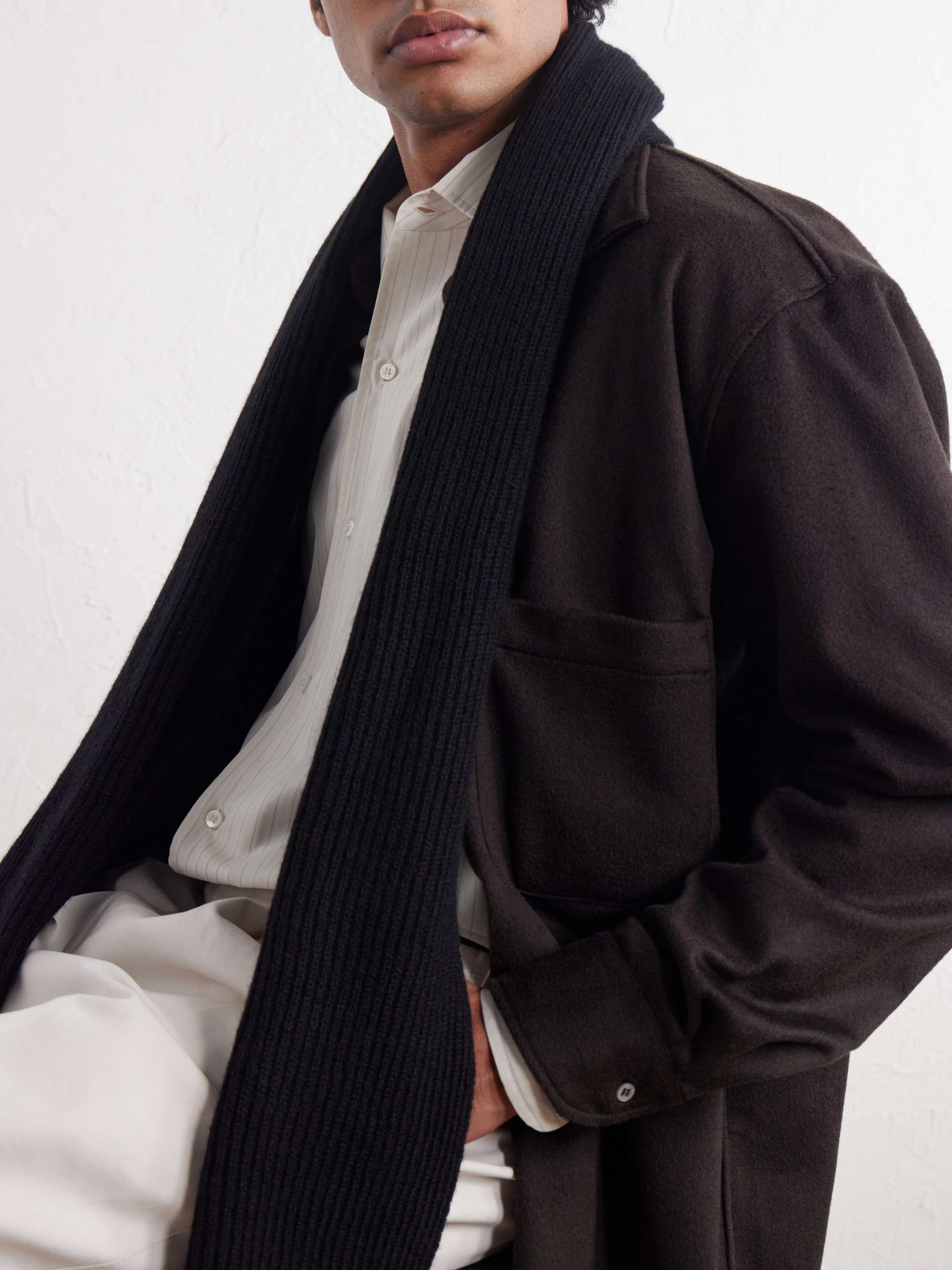 JOHNSTONS OF ELGIN Ribbed Cashmere Scarf