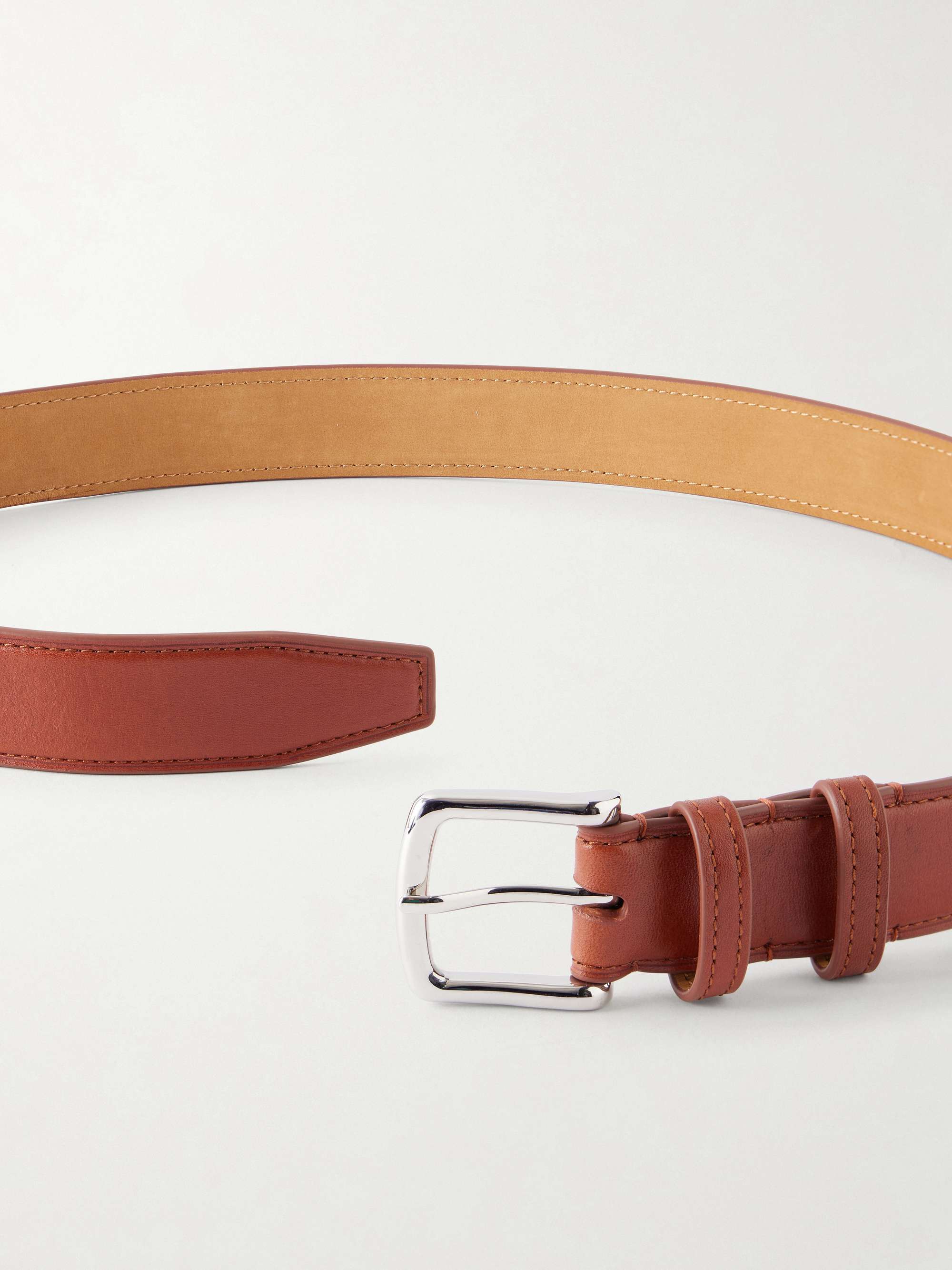 GEORGE CLEVERLEY 3.5cm Brown 1786 Russian Hide Vegetable-Tanned Cross-Grain Leather Belt