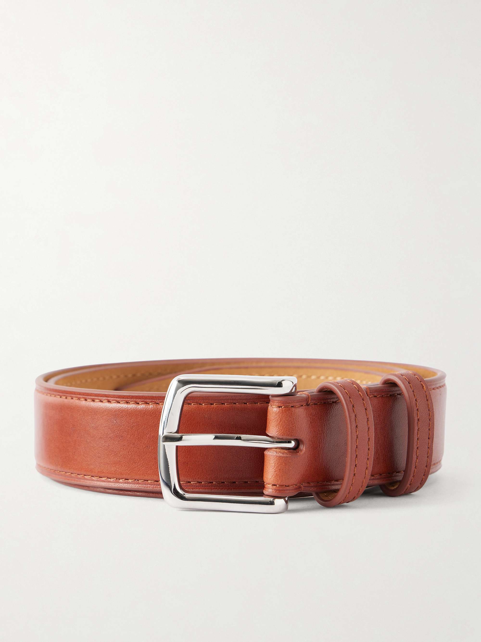 GEORGE CLEVERLEY 3.5cm Brown 1786 Russian Hide Vegetable-Tanned Cross-Grain Leather Belt