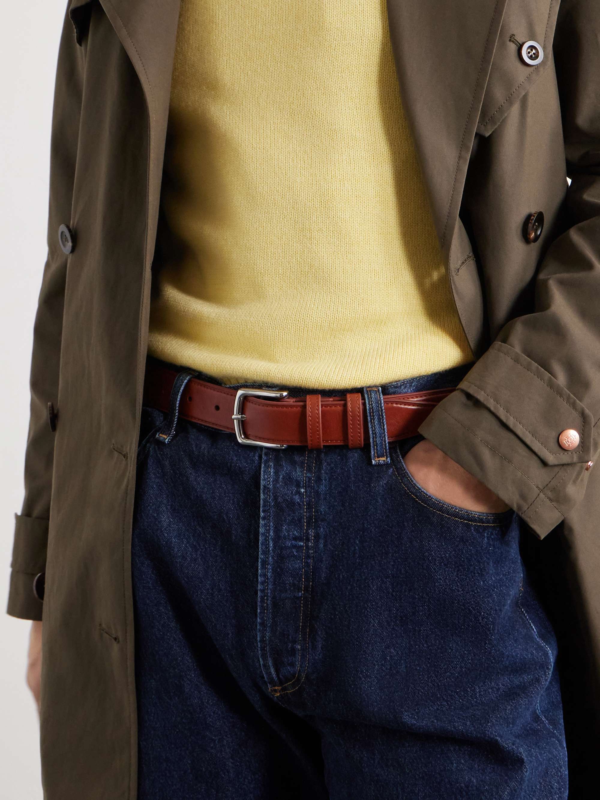 GEORGE CLEVERLEY 3.5cm Brown 1786 Russian Hide Vegetable-Tanned Cross-Grain Leather Belt