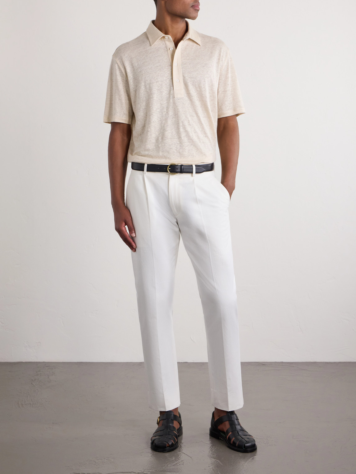 Purple Label - Logo-Embroidered Linen-Jersey Polo Shirt