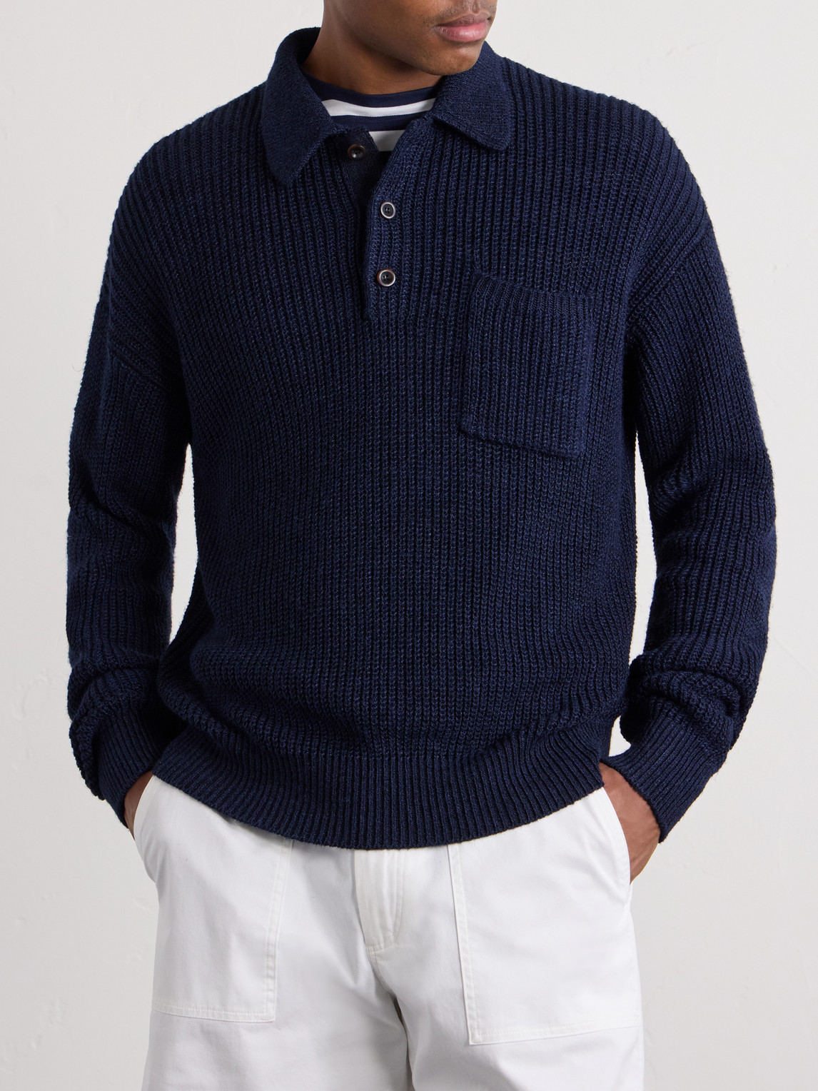 Purple Label - Silk And Linen-Blend Polo Sweater