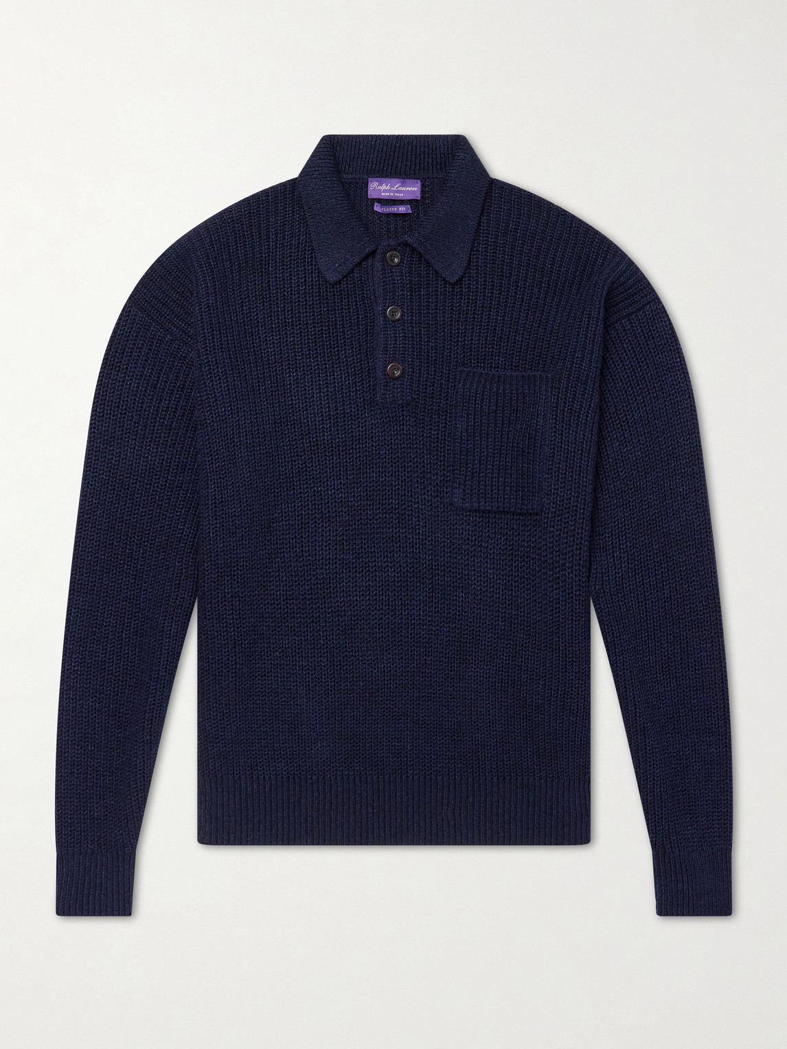 Ralph Lauren Purple Label Silk and Linen-Blend Polo Sweateren