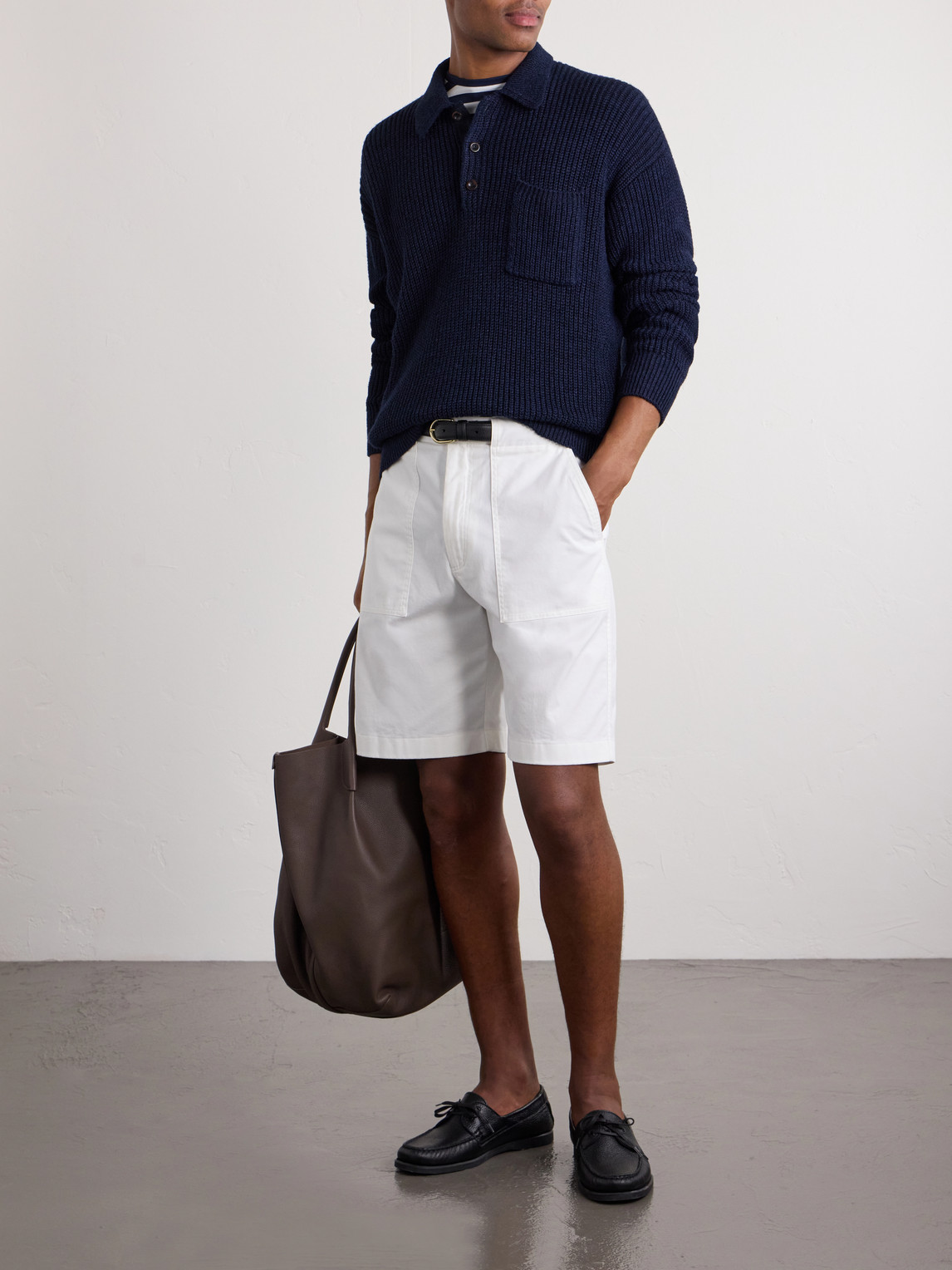Purple Label - Silk And Linen-Blend Polo Sweater