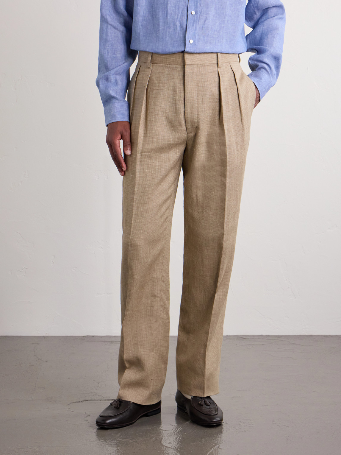  Ralph Lauren Purple Label - Straight-leg Pleated Linen, Cotton And Silk-blend Suit Trousers - Men - Neutrals - Uk/us 30 