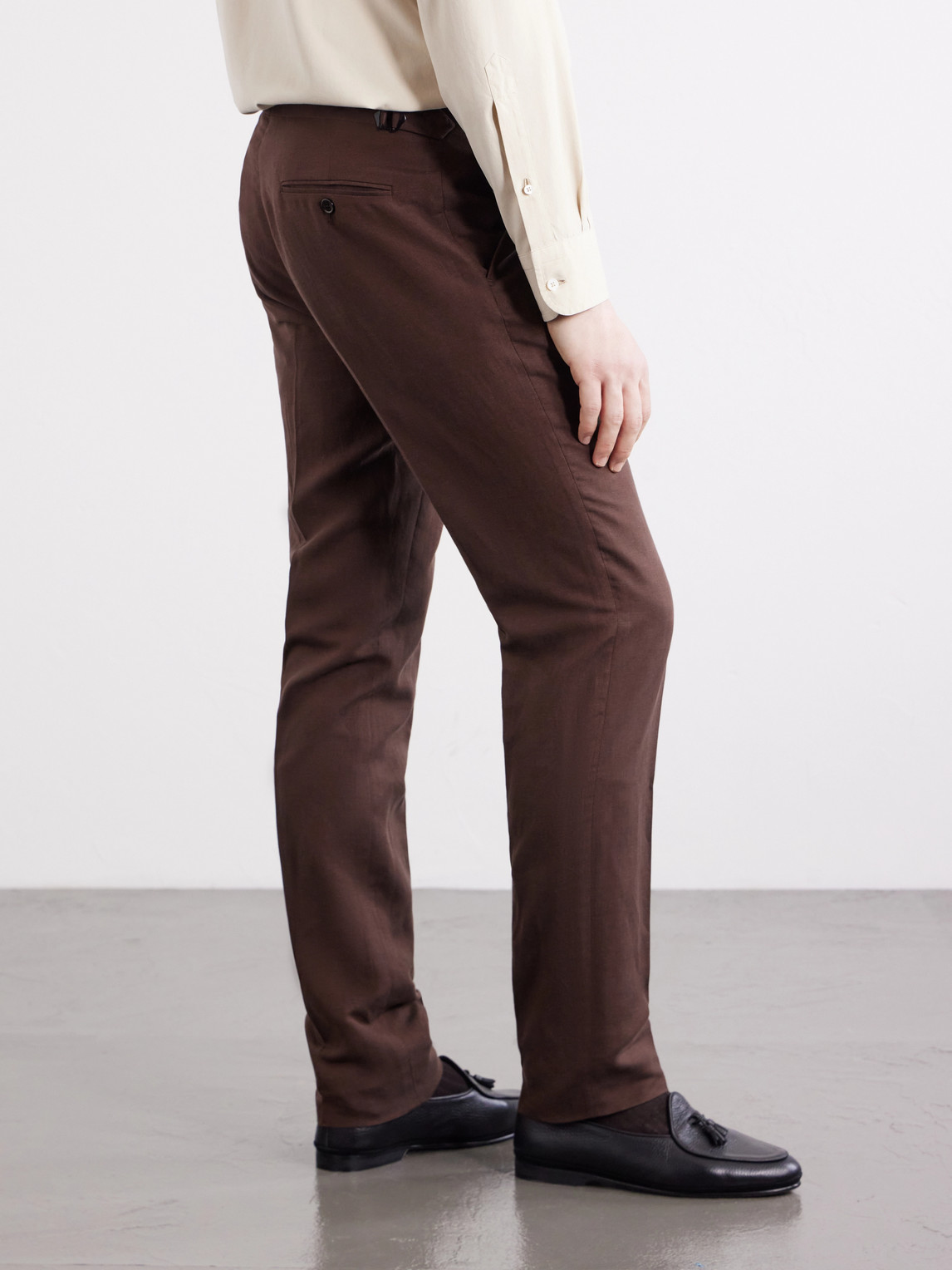  Ralph Lauren Purple Label - Straight-leg Silk And Linen-blend Suit Trousers - Men - Brown - Uk/us 30 