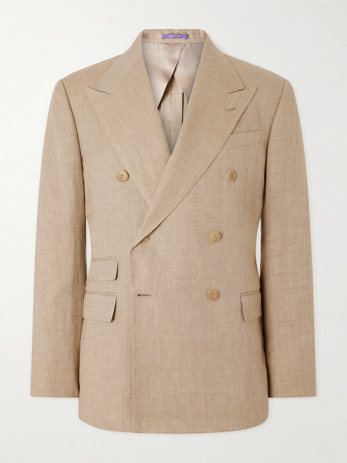 Ralph Lauren Purple Label Double-Breasted Linen, Cotton and Silk-Blend Suit Jacket UK/US 38