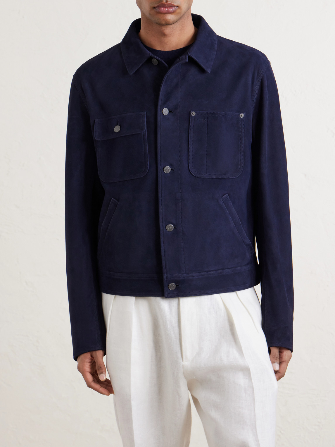  Ralph Lauren Purple Label - Suede Field Jacket - Men - Blue - M 