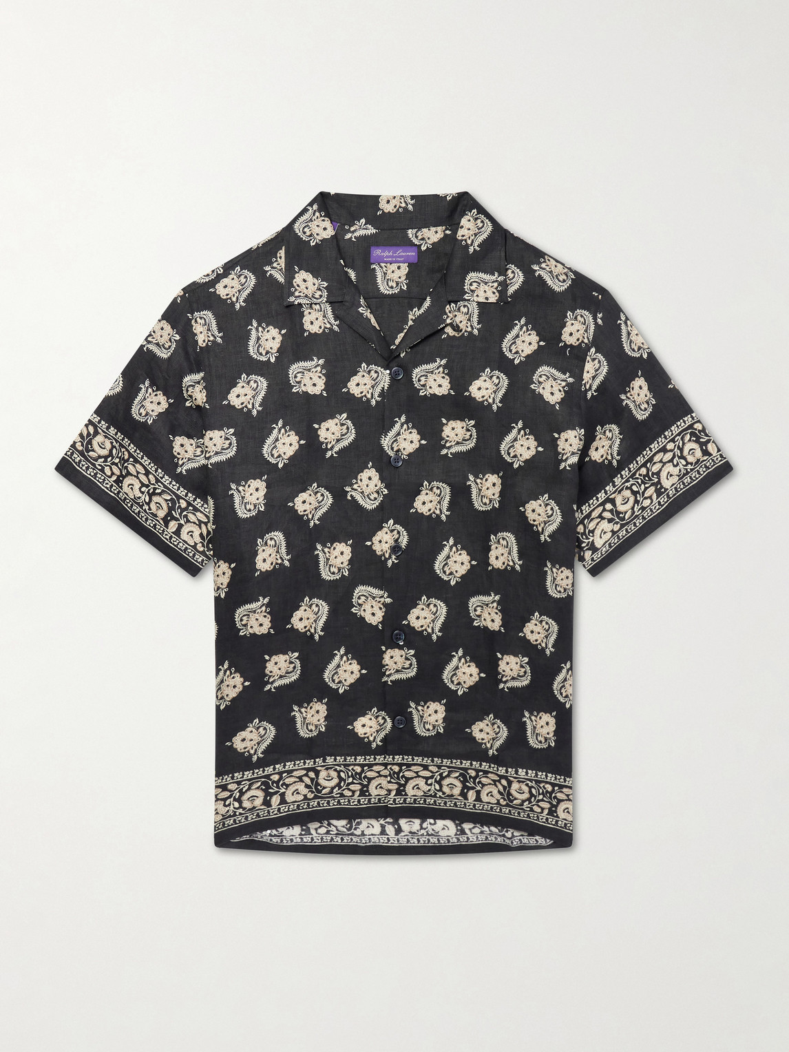 Purple Label - Convertible-Collar Paisley-Print Linen