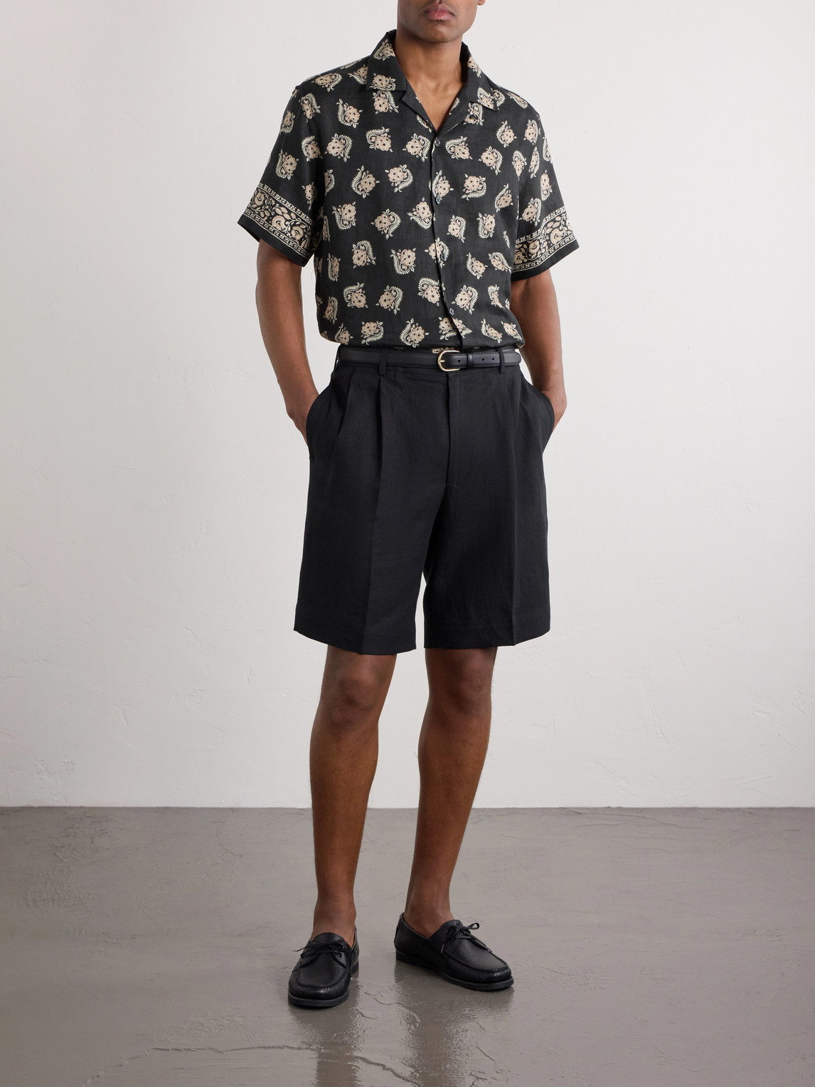 Purple Label - Convertible-Collar Paisley-Print Linen