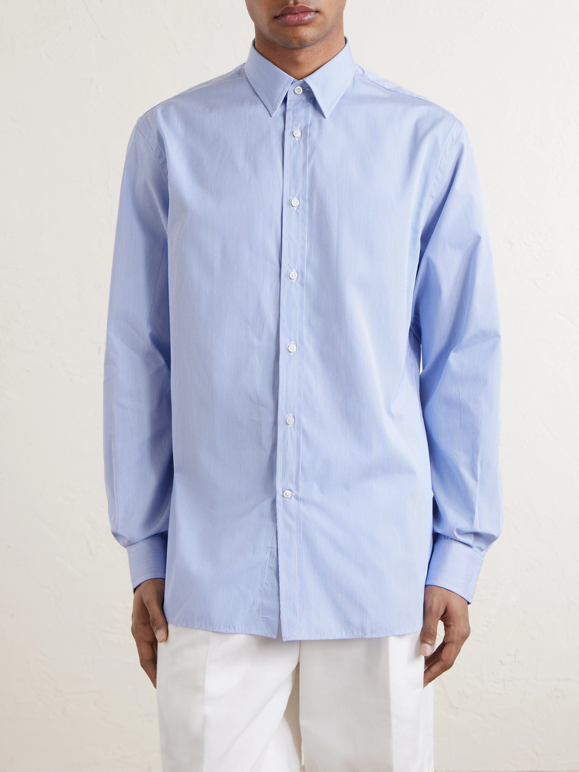 Purple Label - Classic-Collar Striped Cotton-Poplin Shirt