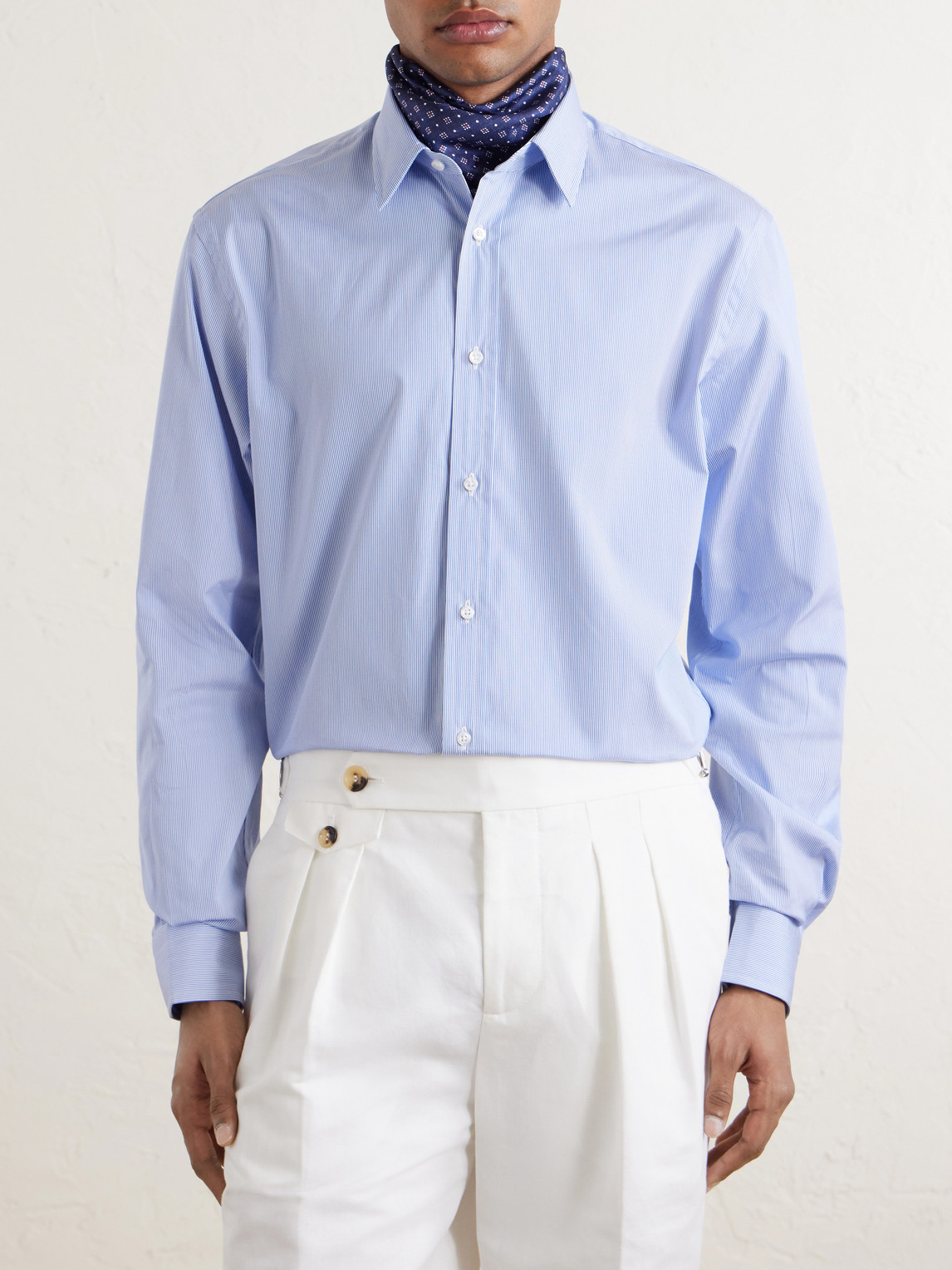 Purple Label - Classic-Collar Striped Cotton-Poplin Shirt