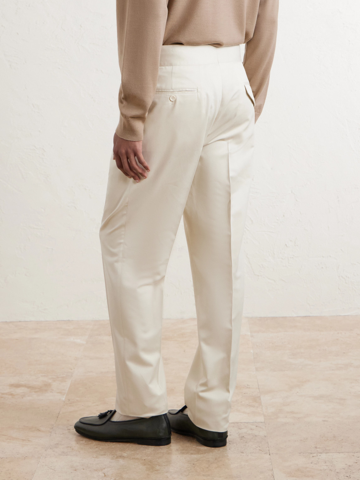  Ralph Lauren Purple Label - Straight-leg Pleated Silk-gabardine Trousers - Men - Neutrals - Uk/us 30 