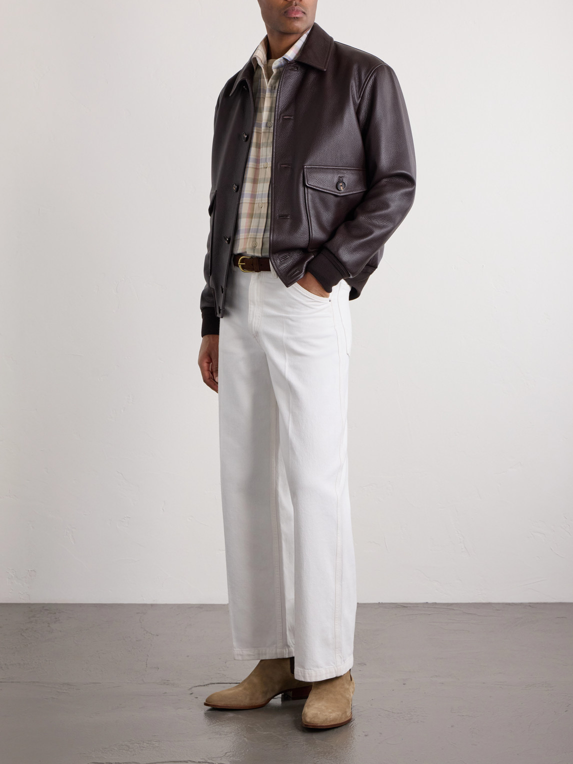 Purple Label - Checked Hemp And Cotton-Blend Twill Shirt
