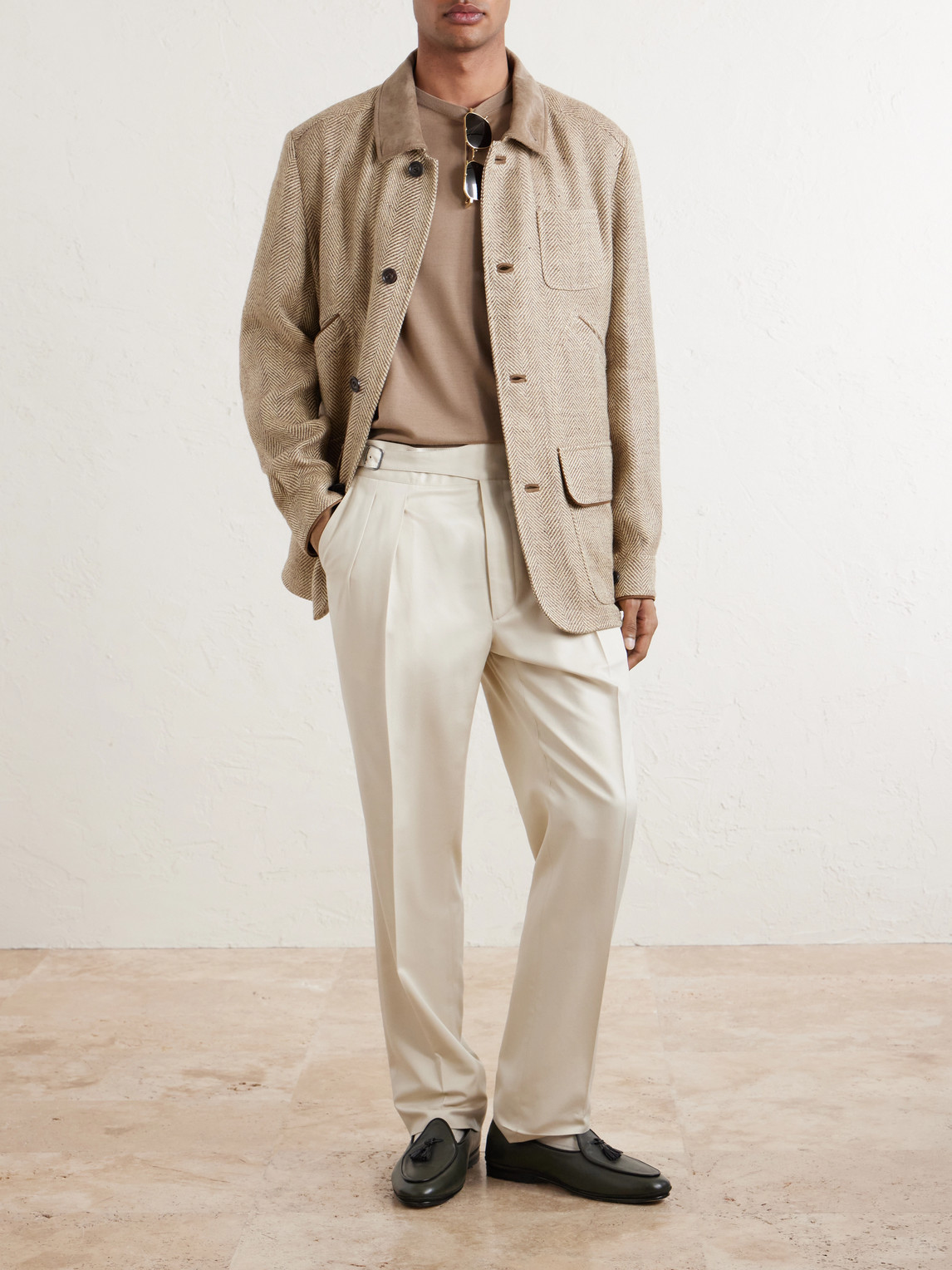 Purple Label - Corduroy And Suede-Trimmed Herringbone Linen Field Jacket