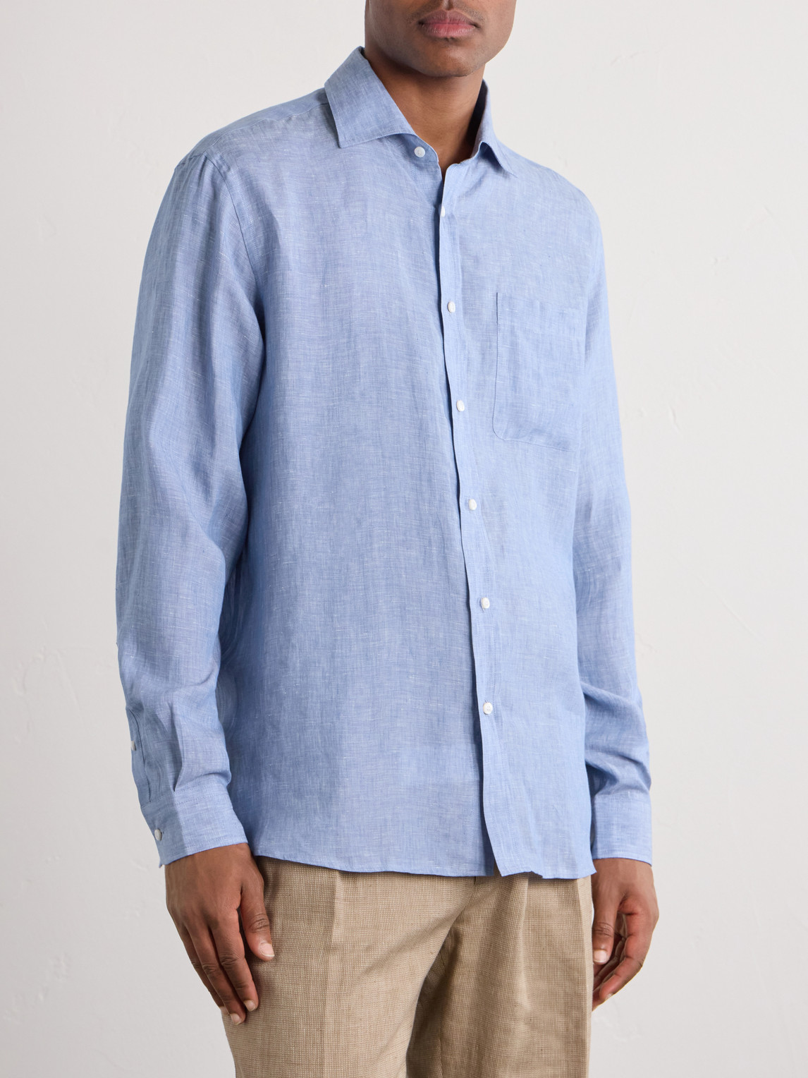 Purple Label - Camp-Collar Linen-Chambray Shirt
