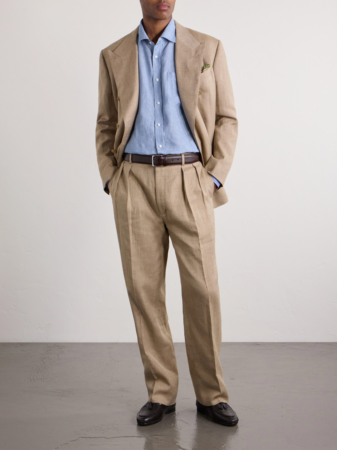 Purple Label - Camp-Collar Linen-Chambray Shirt