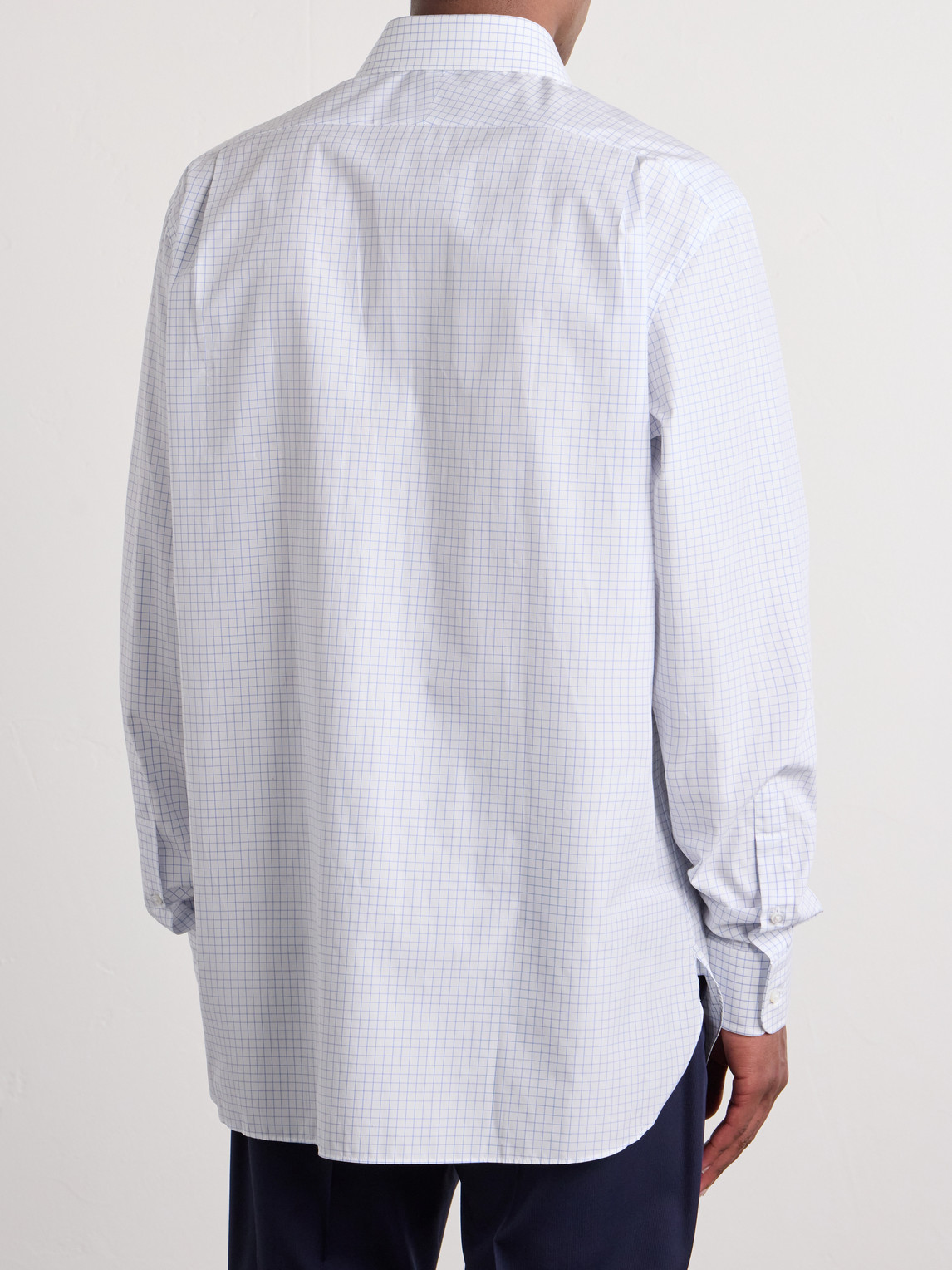 Purple Label - Cutaway-Collar Checked Cotton-Poplin Shirt