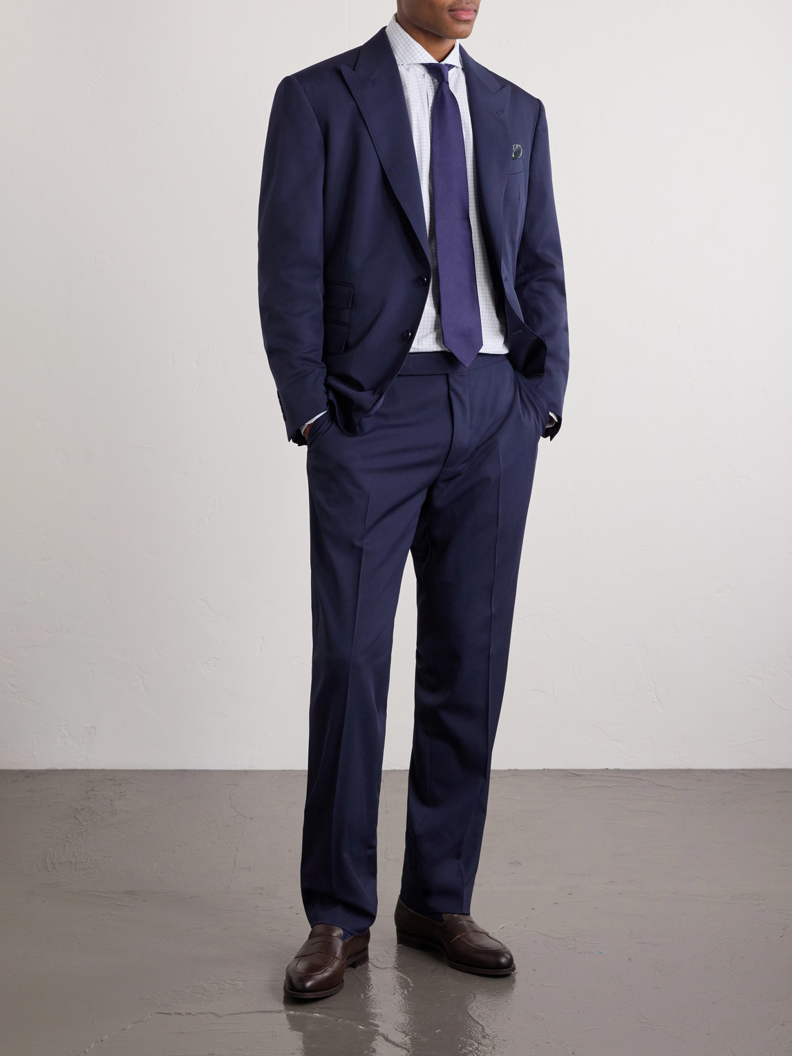 Purple Label - Cutaway-Collar Checked Cotton-Poplin Shirt