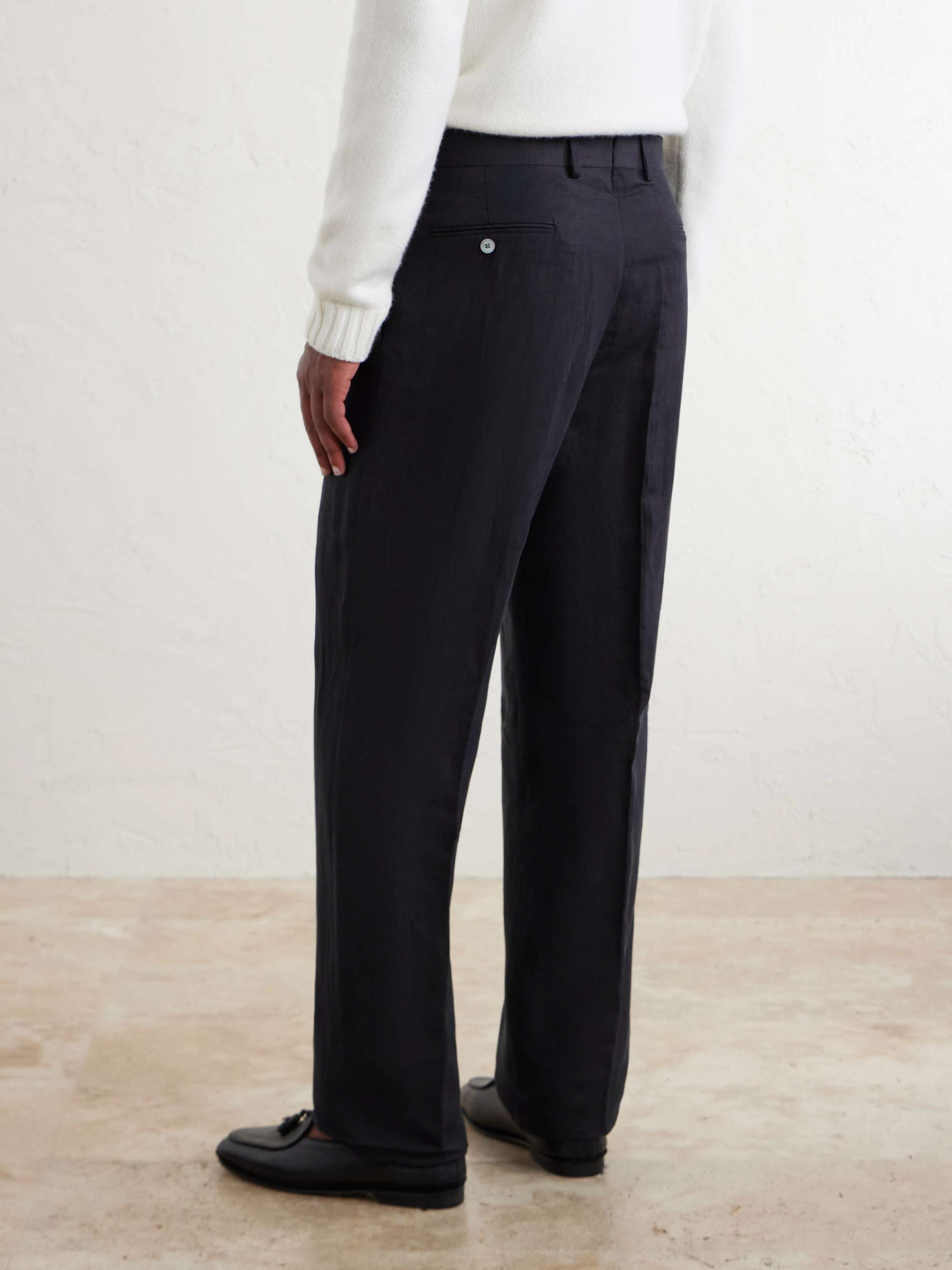 RALPH LAUREN PURPLE LABEL Straight-Leg Pleated Silk and Linen