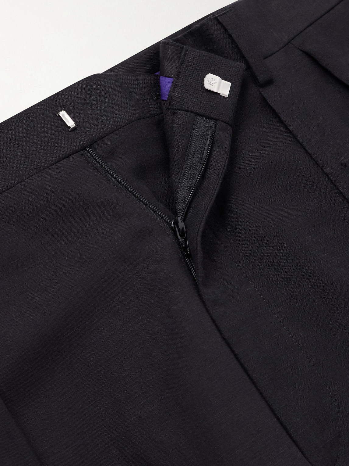 Purple Label - Straight-Leg Pleated Silk And Linen-Blend Trousers