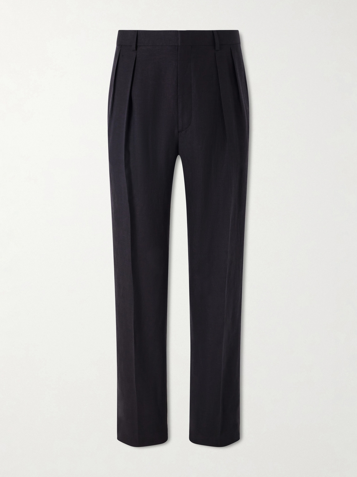 Purple Label - Straight-Leg Pleated Silk And Linen-Blend Trousers