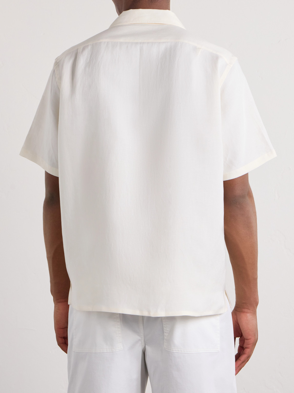 Purple Label - Wimbledon Camp-Collar Embroidered Silk And Linen-Blend Shirt