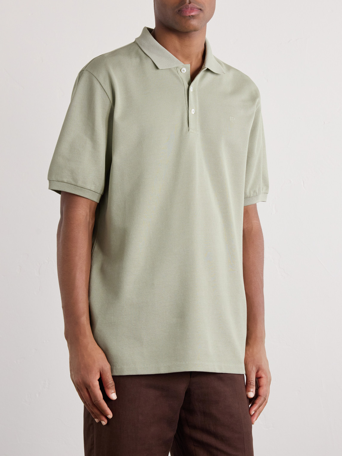 Purple Label - Logo-Embroidered Cotton-Piqué Polo Shirt
