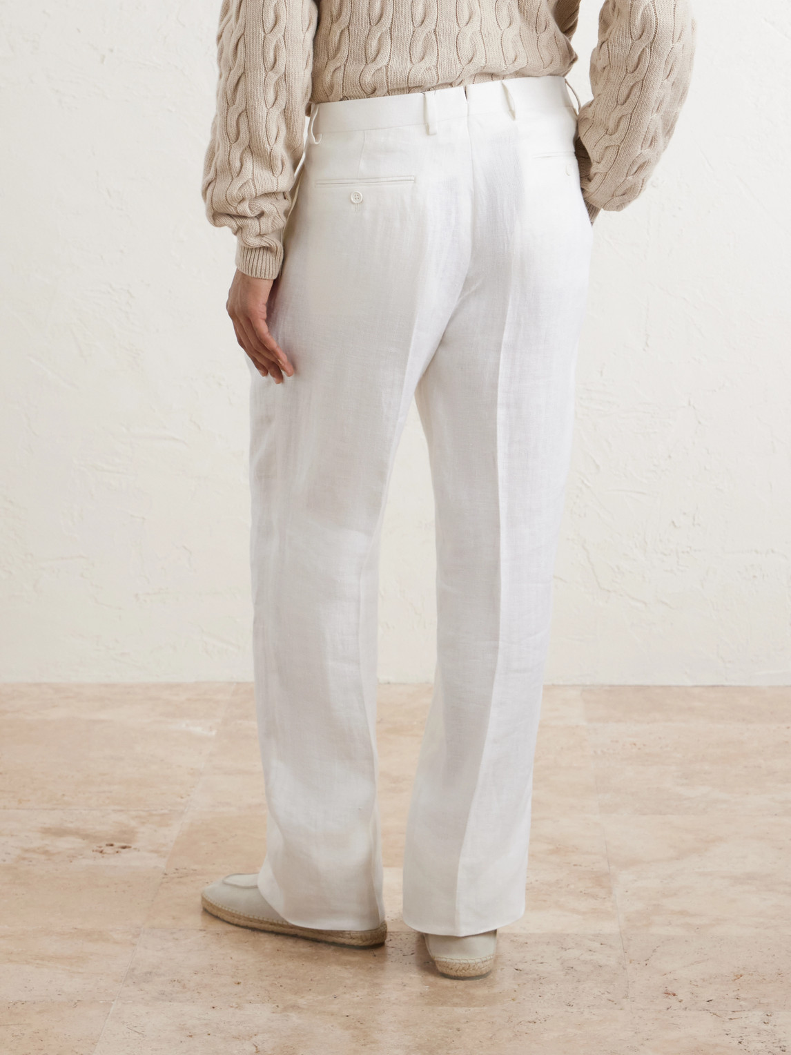  Ralph Lauren Purple Label - Straight-leg Pleated Herringbone Linen Trousers - Men - White - Uk/us 36 