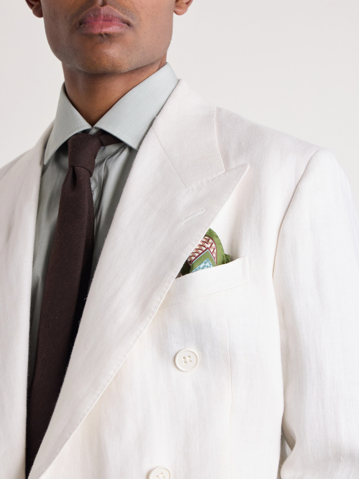 Purple Label - Double-Breasted Herringbone Linen Suit Jacket