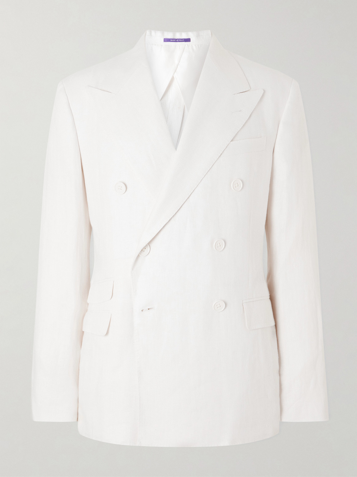 Ralph Lauren Purple Label Double-Breasted Herringbone Linen Suit Jacket UK/US 36