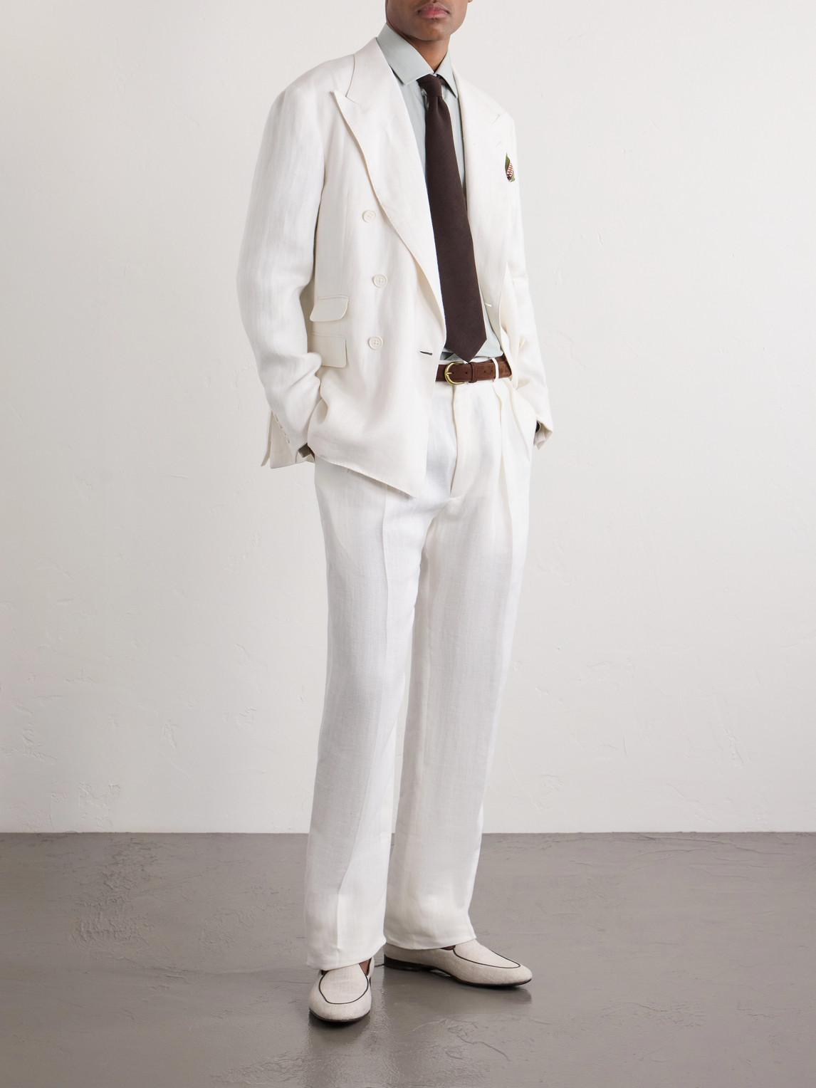 Purple Label - Double-Breasted Herringbone Linen Suit Jacket