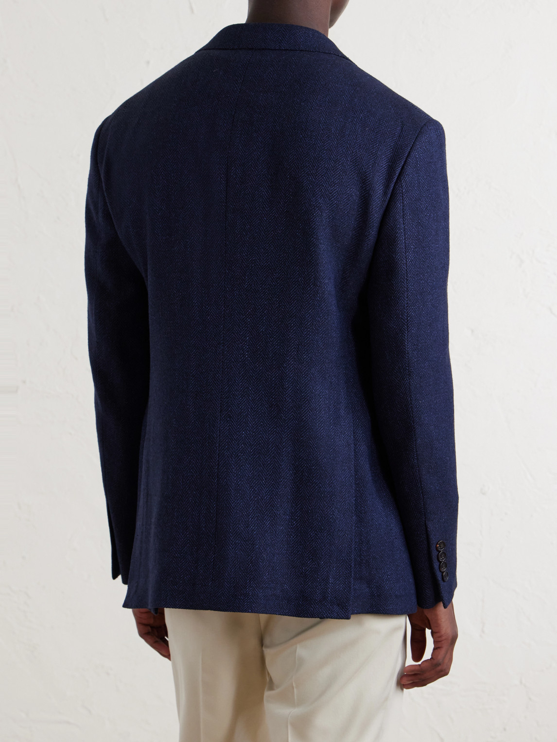 Purple Label - Herringbone Cotton, Silk And Linen-Blend Blazer