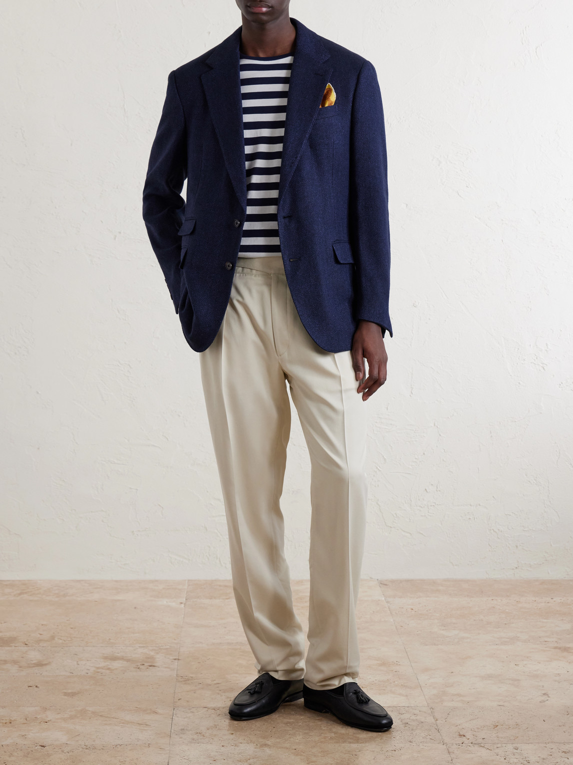 Purple Label - Herringbone Cotton, Silk And Linen-Blend Blazer