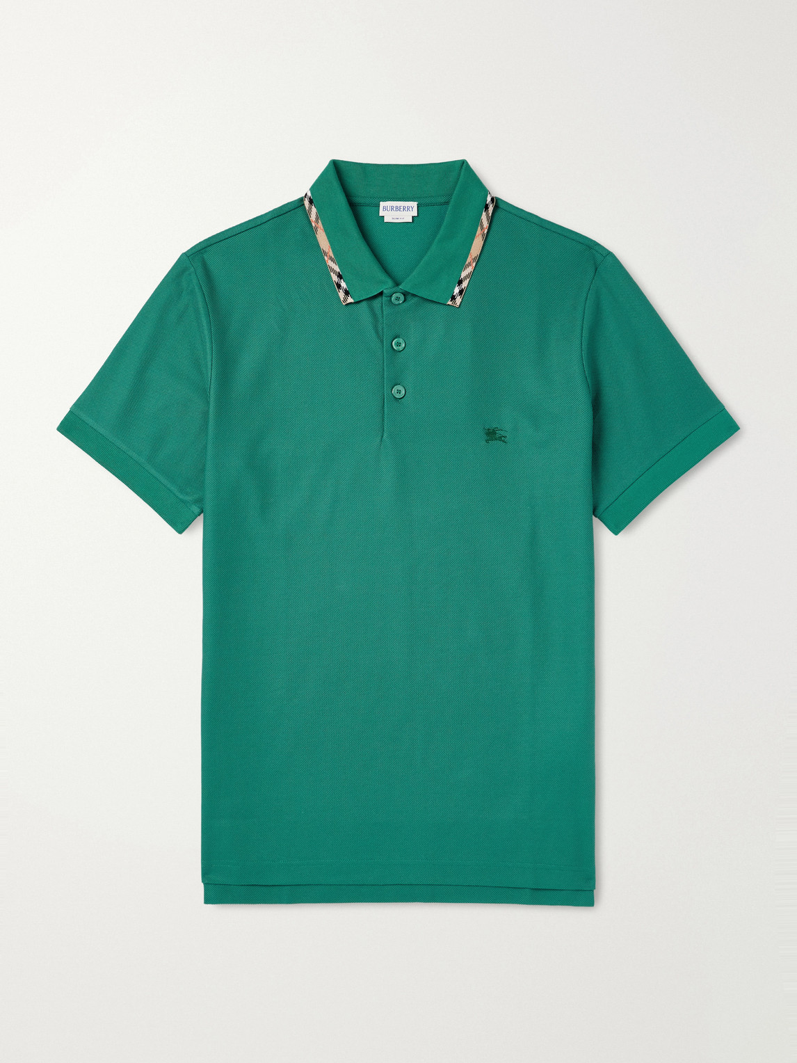 Logo-Embroidered Checked Cotton-Piqué Polo Shirt