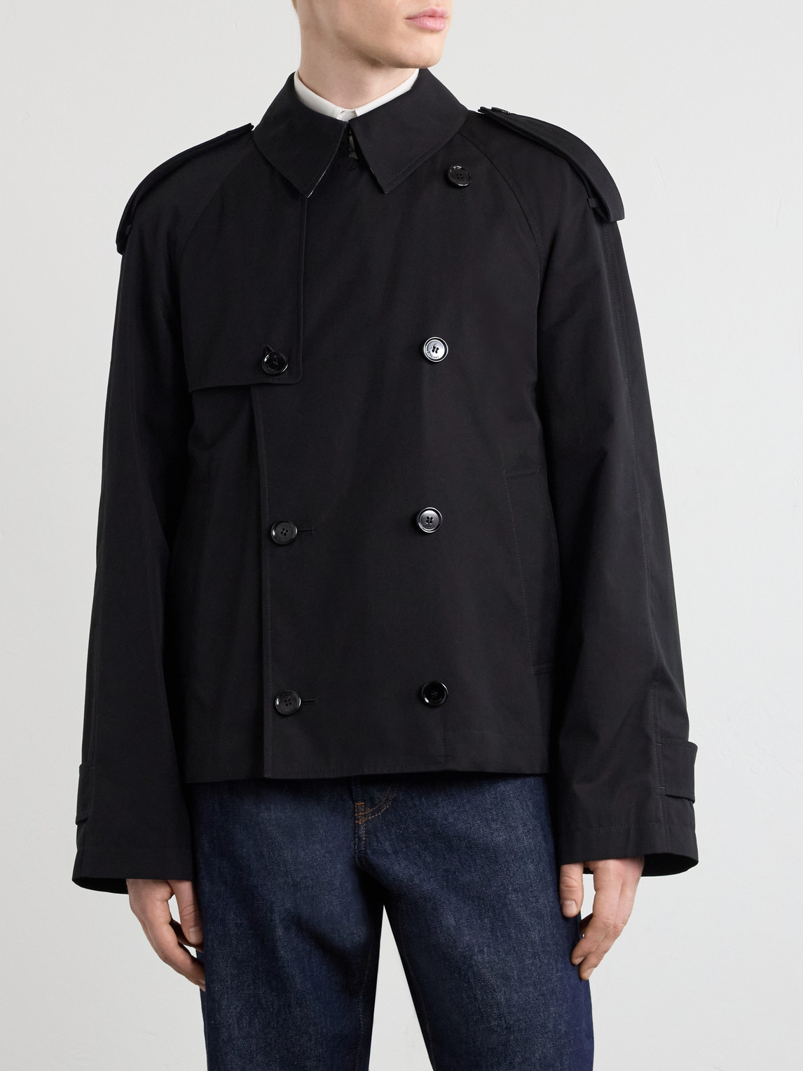 Cropped Cotton-Gabardine Trench Coat